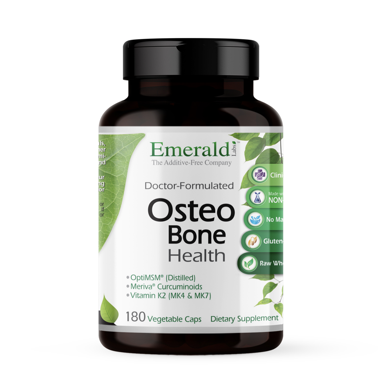 Emerald Labs Osteo Bone Health - Dietary Supplement with Vitamins K1, K2, D3, OptiMSM, and Meriva Phytosome for Strong Bones, Joint Strength, and Immune Support - 180 Vegetable Capsules