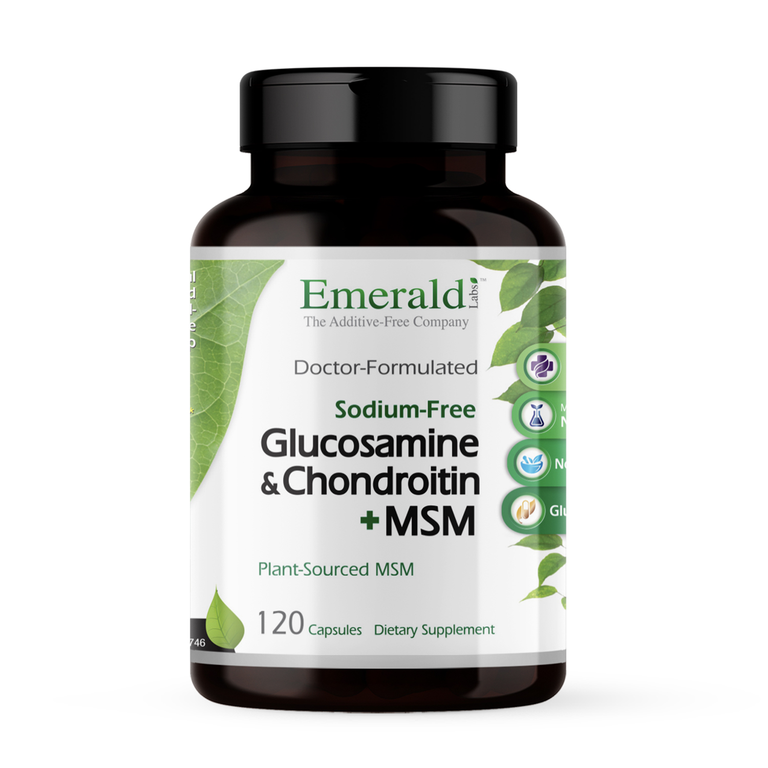 Emerald Labs Glucosamine Chondroitin with MSM - Dietary Supplement with Methylsulfonylmethane for Healthy Joints, Cartilage, Collagen Production, and Exercise Recovery - 120 Capsules