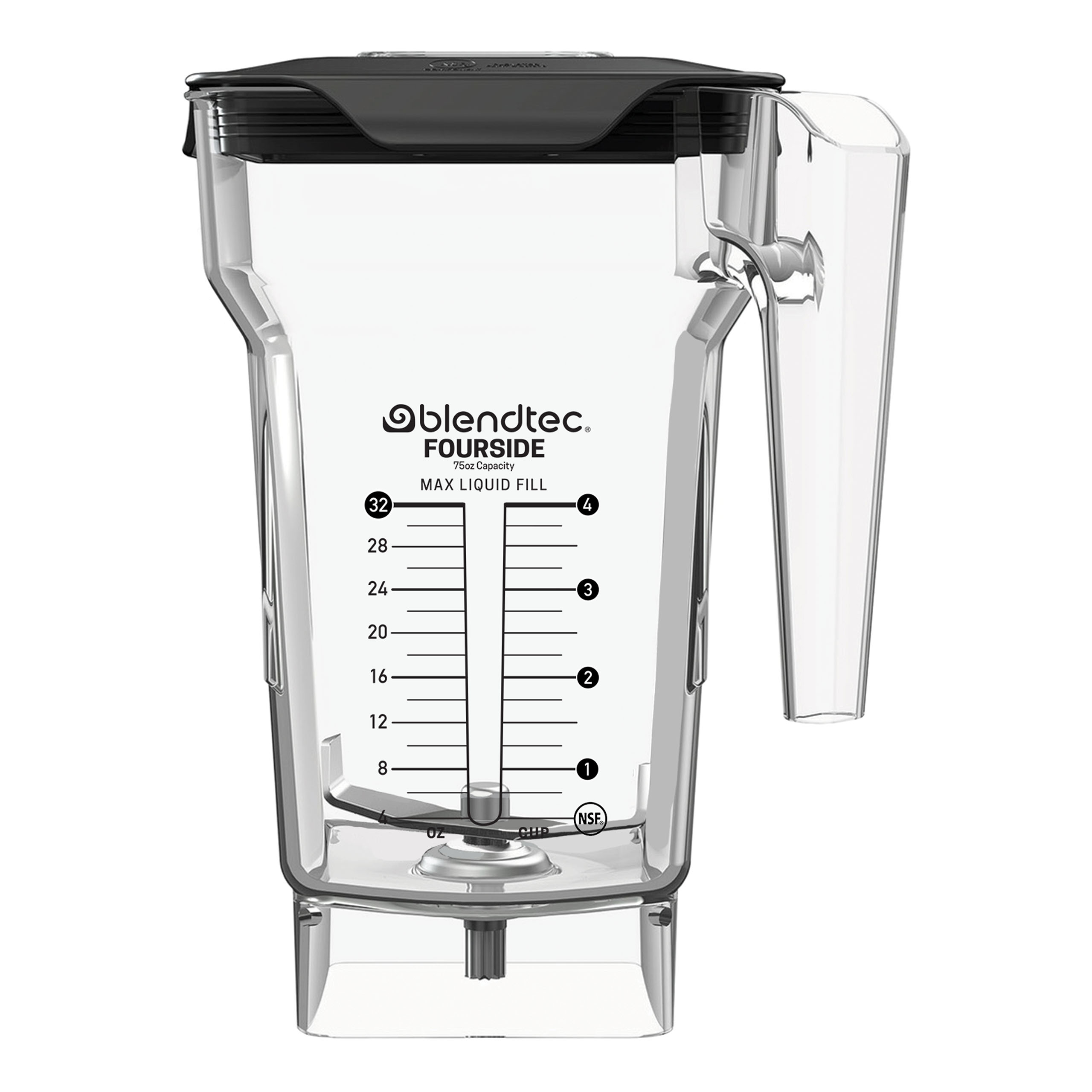 Blendtec FourSide Jar (75 oz) - Blender Jar, Commercial Grade, Soft Lid, BPA Free, Clear