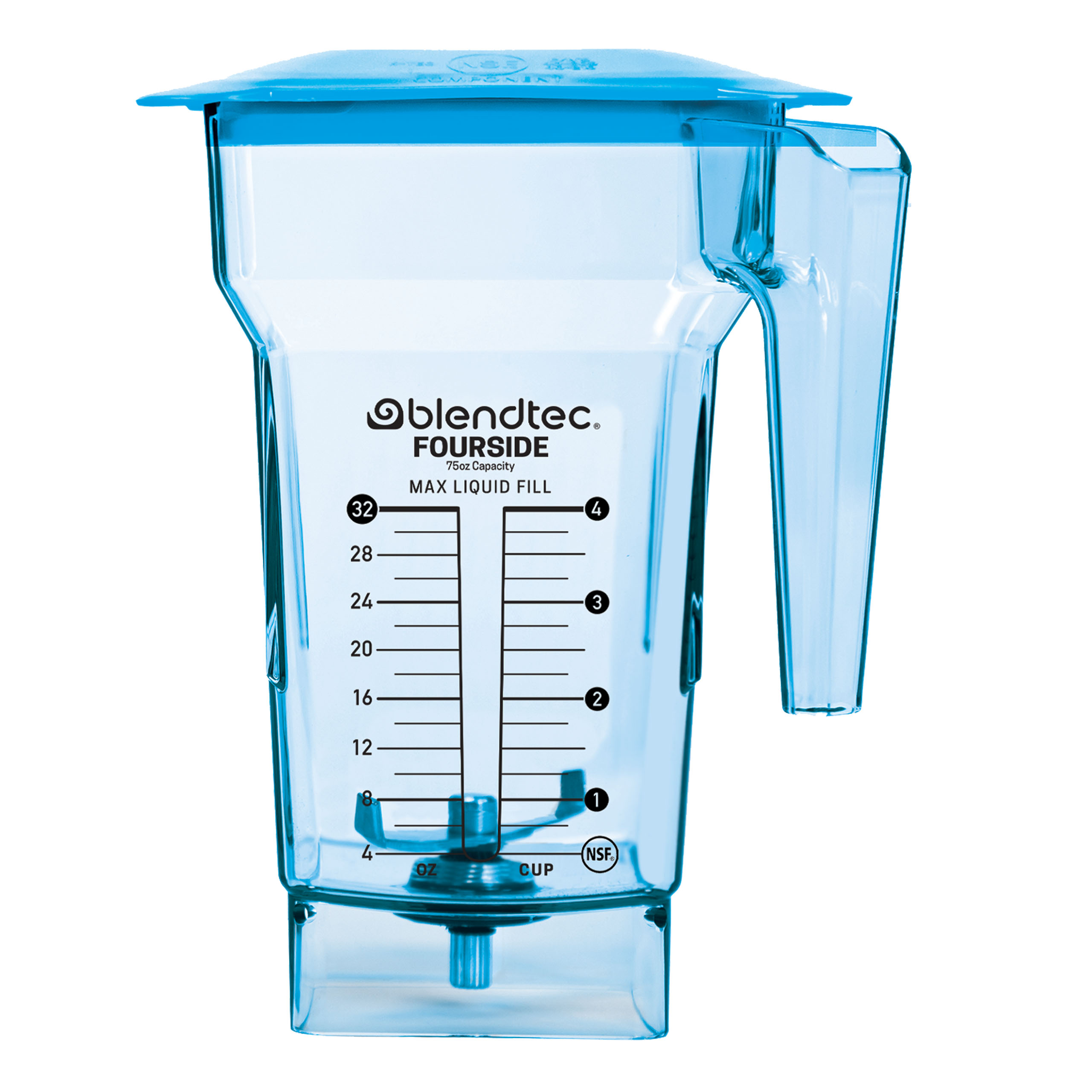 Blendtec FourSide Jar (75 oz), Blender Jar, Commercial Grade, Hard Lid, BPA Free, Blue