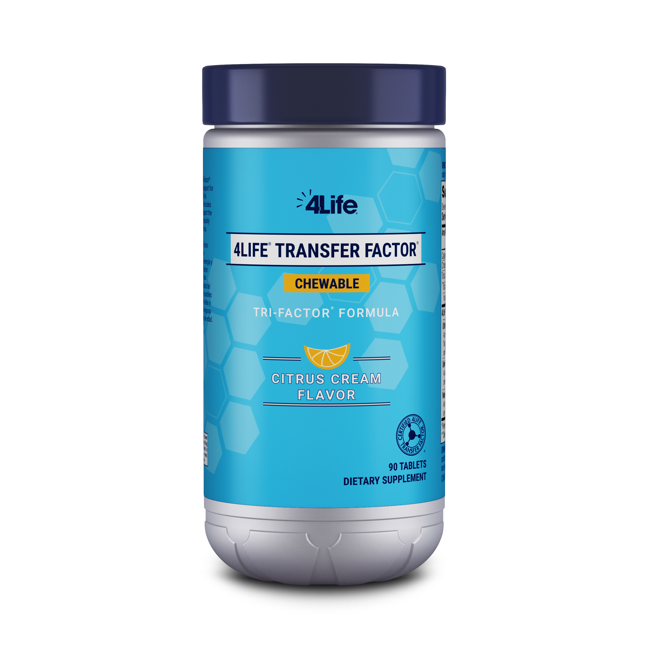 4Life Transfer Factor Chewables Tri-Factor Formula - Immune Support with Extracts of Cow Colostrum and Chicken Egg Yolk - Citrus Cream Flavor - 90 Chewable Tablets