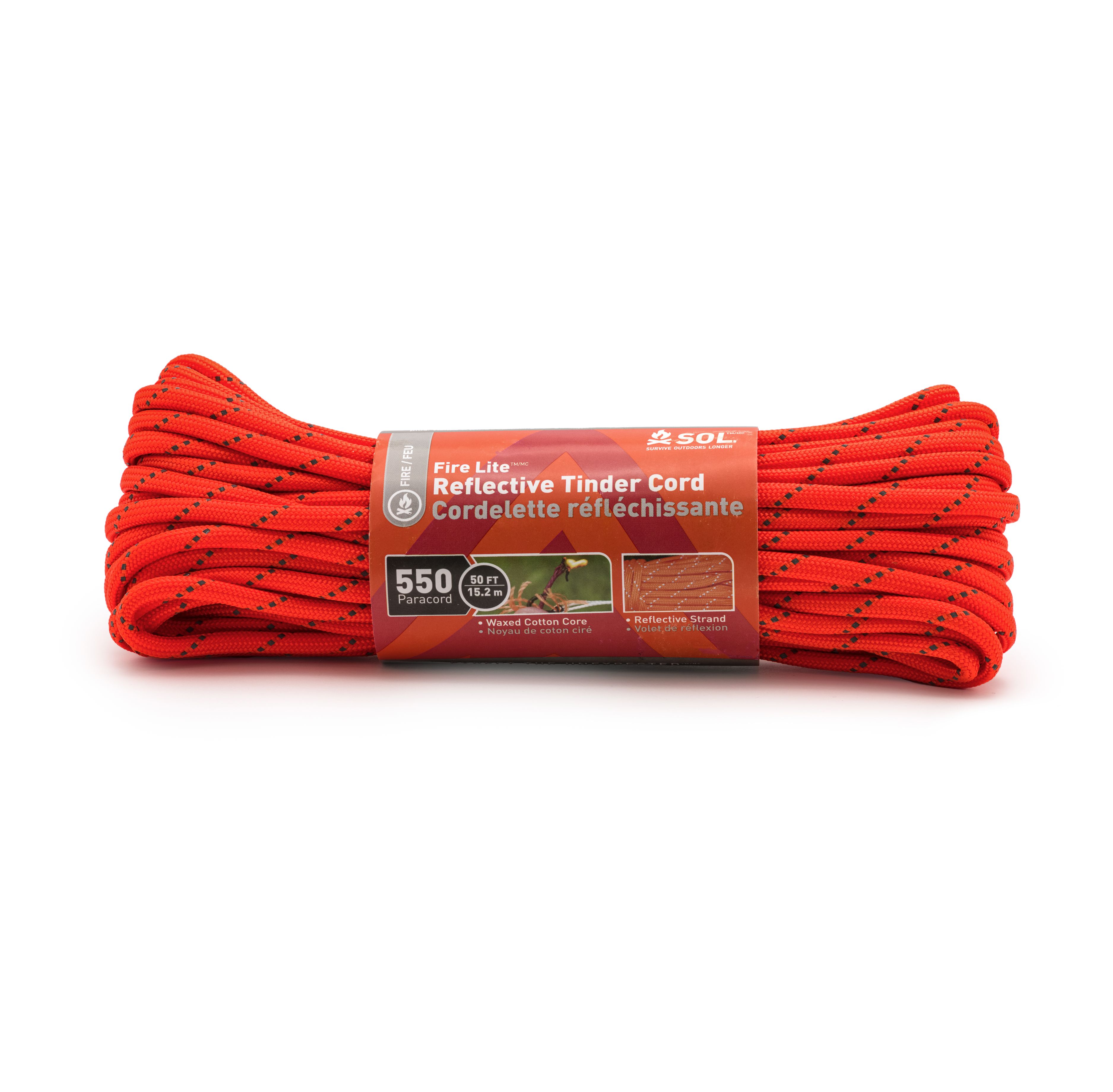 S.O.L. 550 Reflective Tinder Cord, 50ft (2 Pack)
