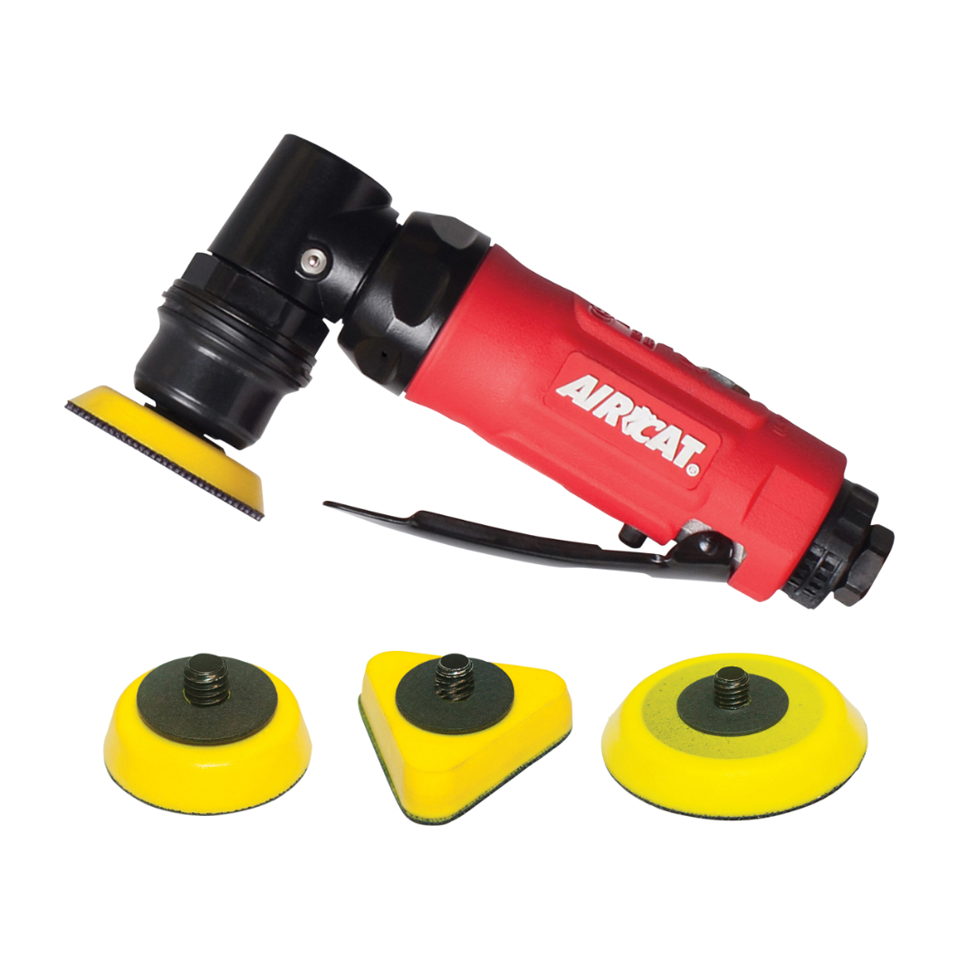 AirCAT 6320 Mini Spot Sander/Polisher with 3 Pads , Red , Small