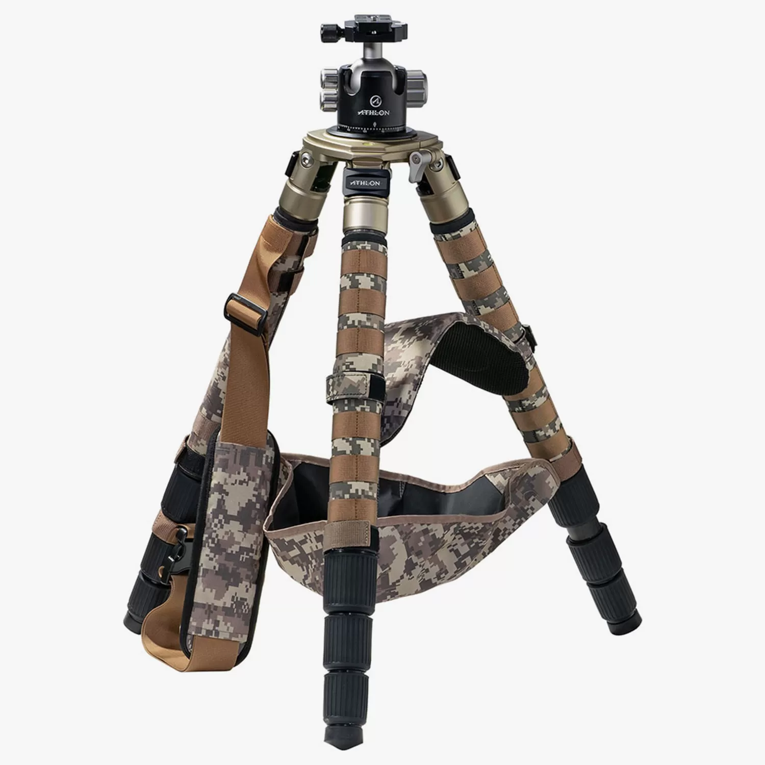 Athlon Optics Midas CF40 - Carbon Fiber Tripod (40mm tube), Ball Head (55mm), Soft sided carrying case, Accessories