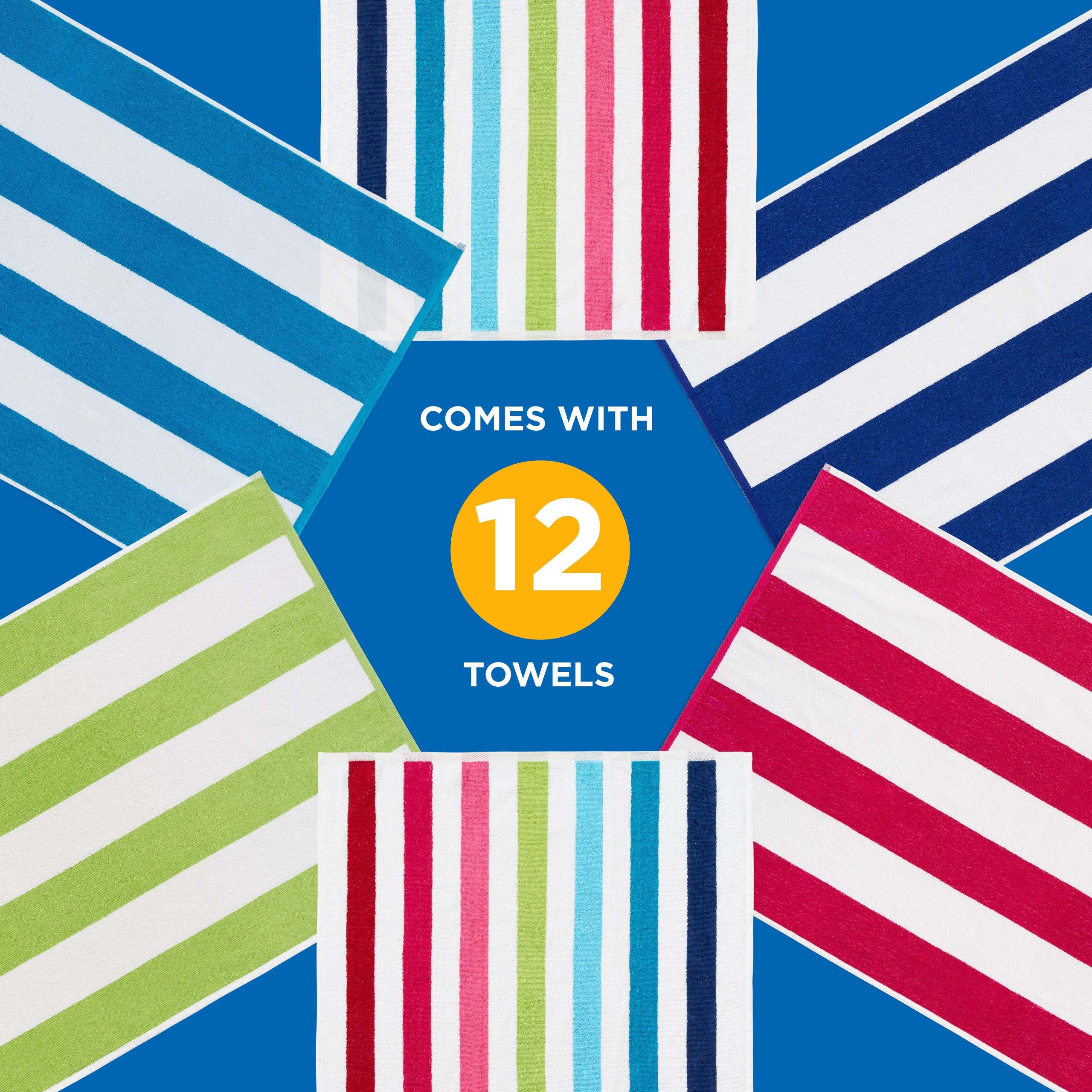 Ben Kaufman Cabana Stripe Beach Towels, Oversized, Quick-Dry Cotton, 30" x 60... - Picture 13 of 14