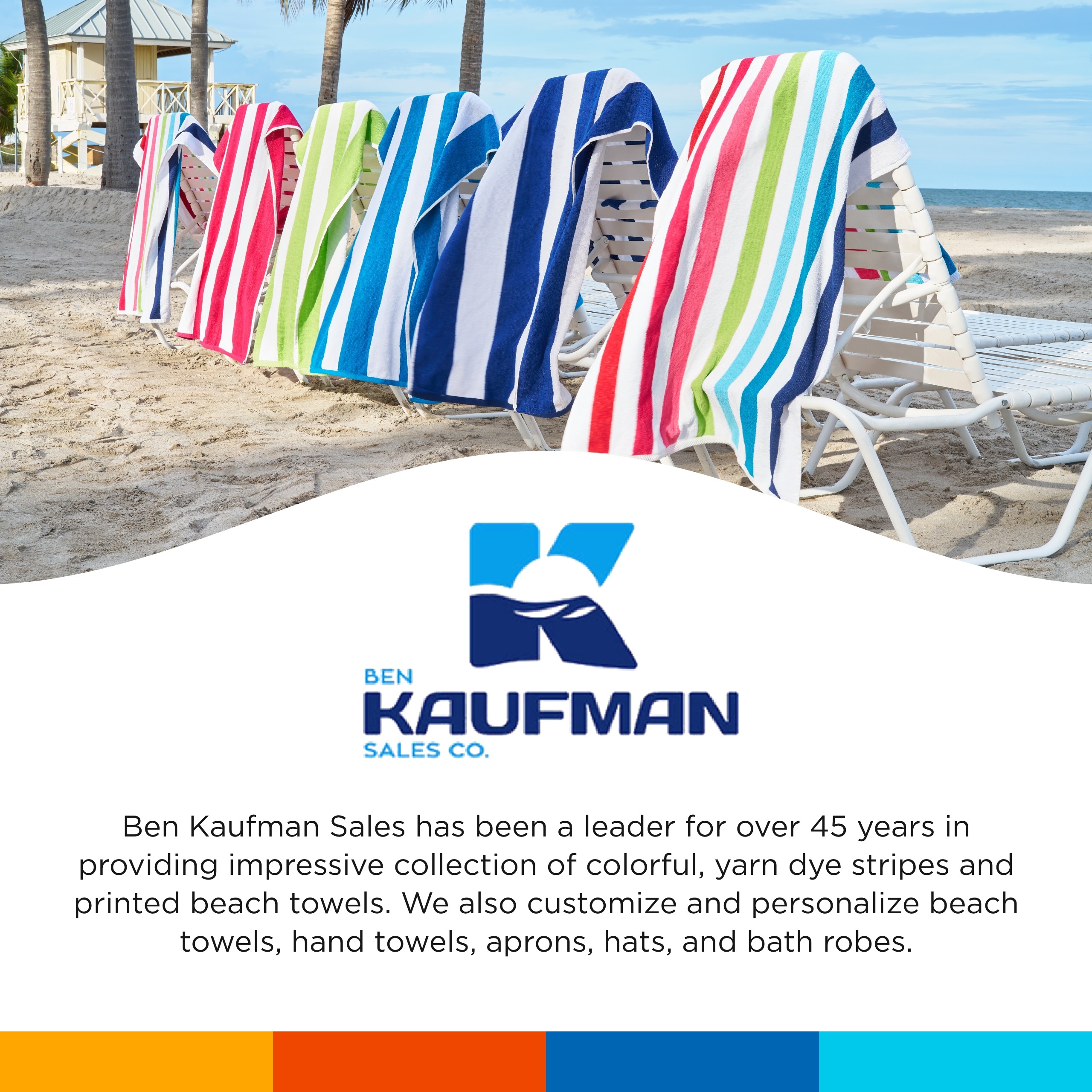 Ben Kaufman Cabana Stripe Beach Towels, Oversized, Quick-Dry Cotton, 30" x 60... - Picture 14 of 14