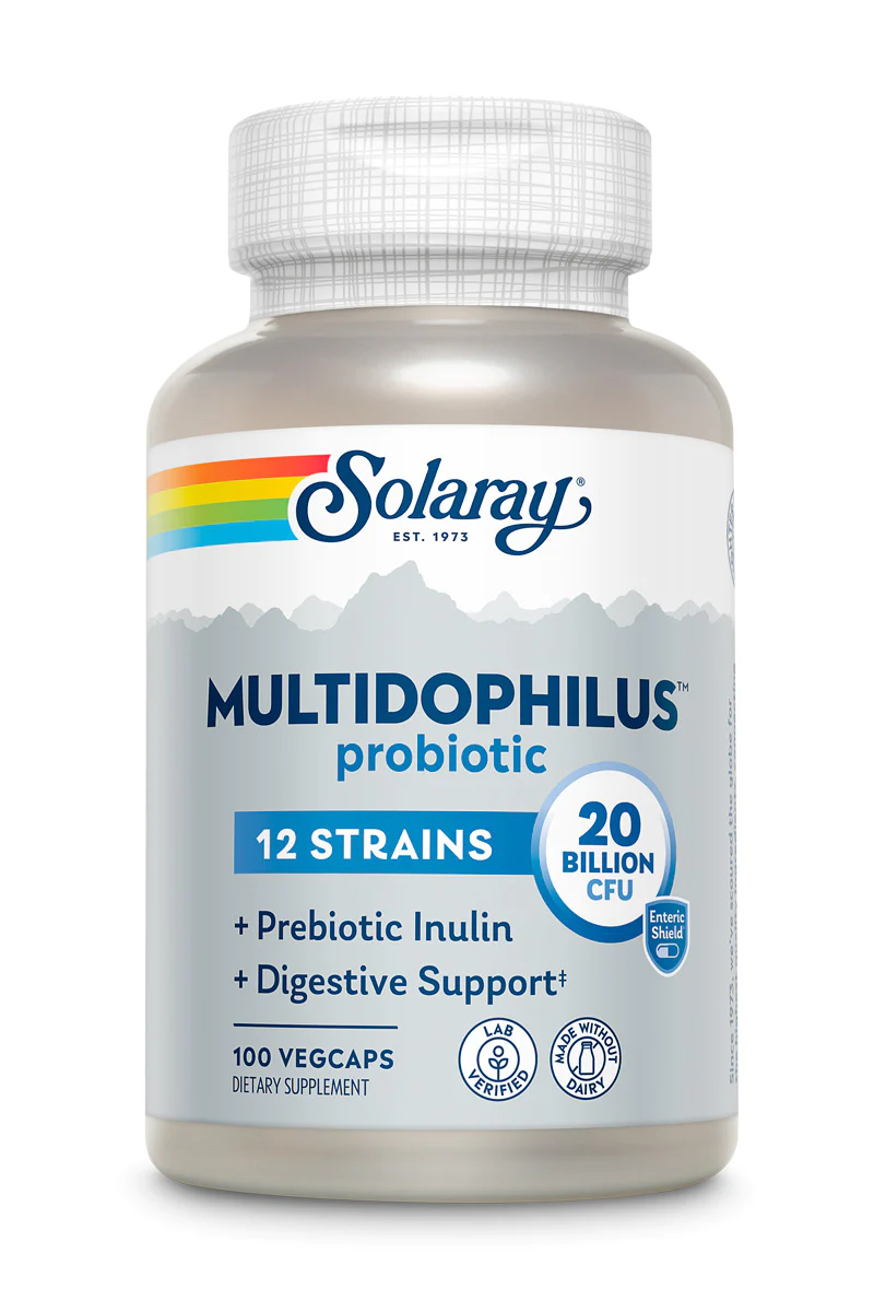 Solaray Multidophilus 12 Strain Probiotic | 20 Billion CFU | Healthy Gut Support | 50 Servings | 100 Enteric VegCaps