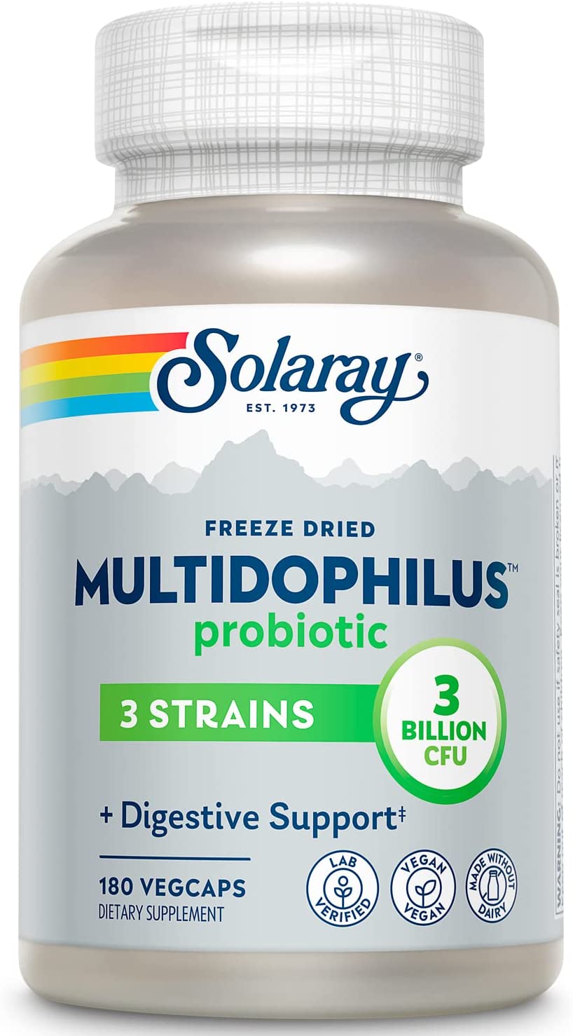 Solaray Multidophilus 3 Freeze Dried | 3 Billion CFU | Probiotics L. acidophilus, B. bifidum, and L. bulgaricus for