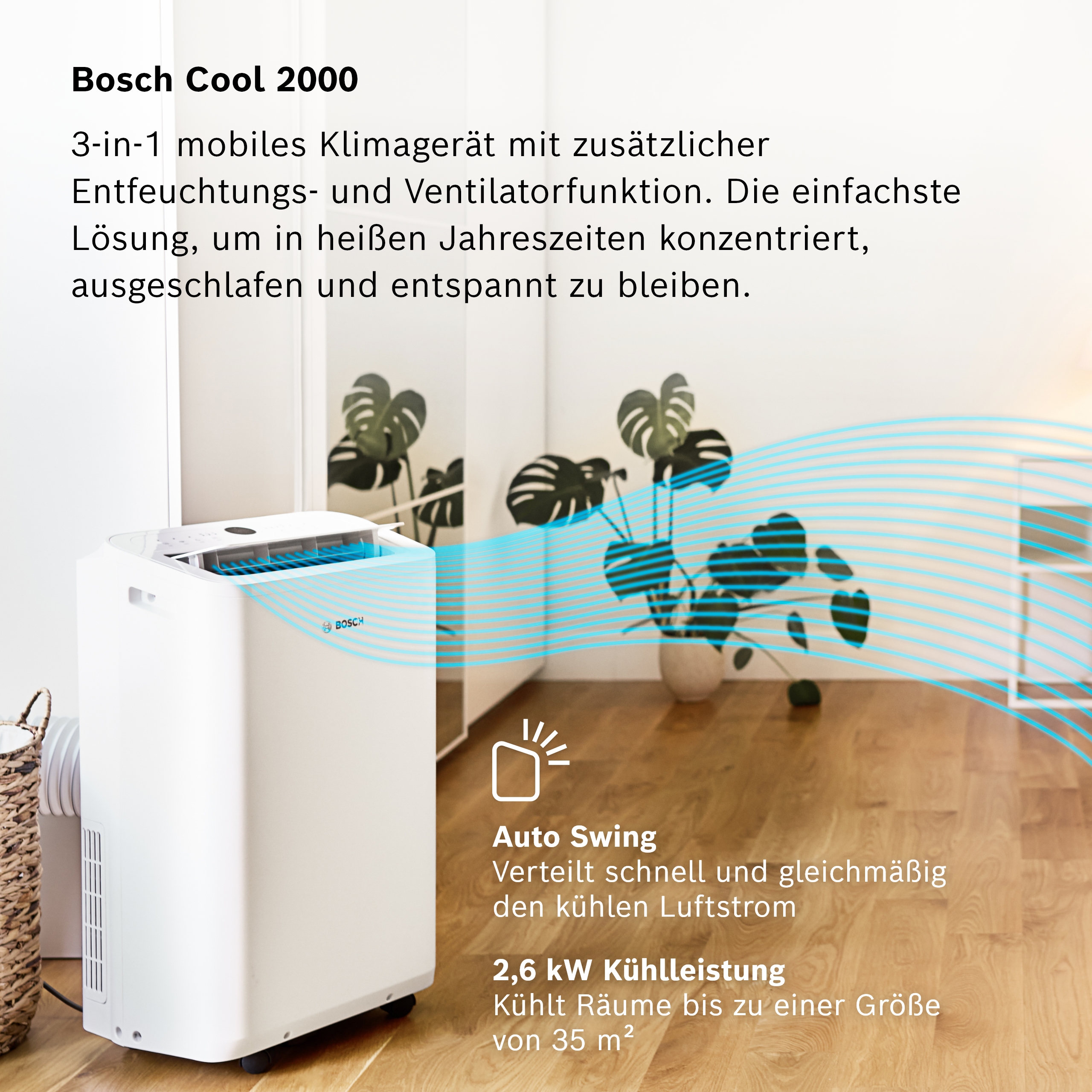 Bosch Cool 2000 Mobiles Klimagerät - 3in1, Energierating A - Bild 2 von 26