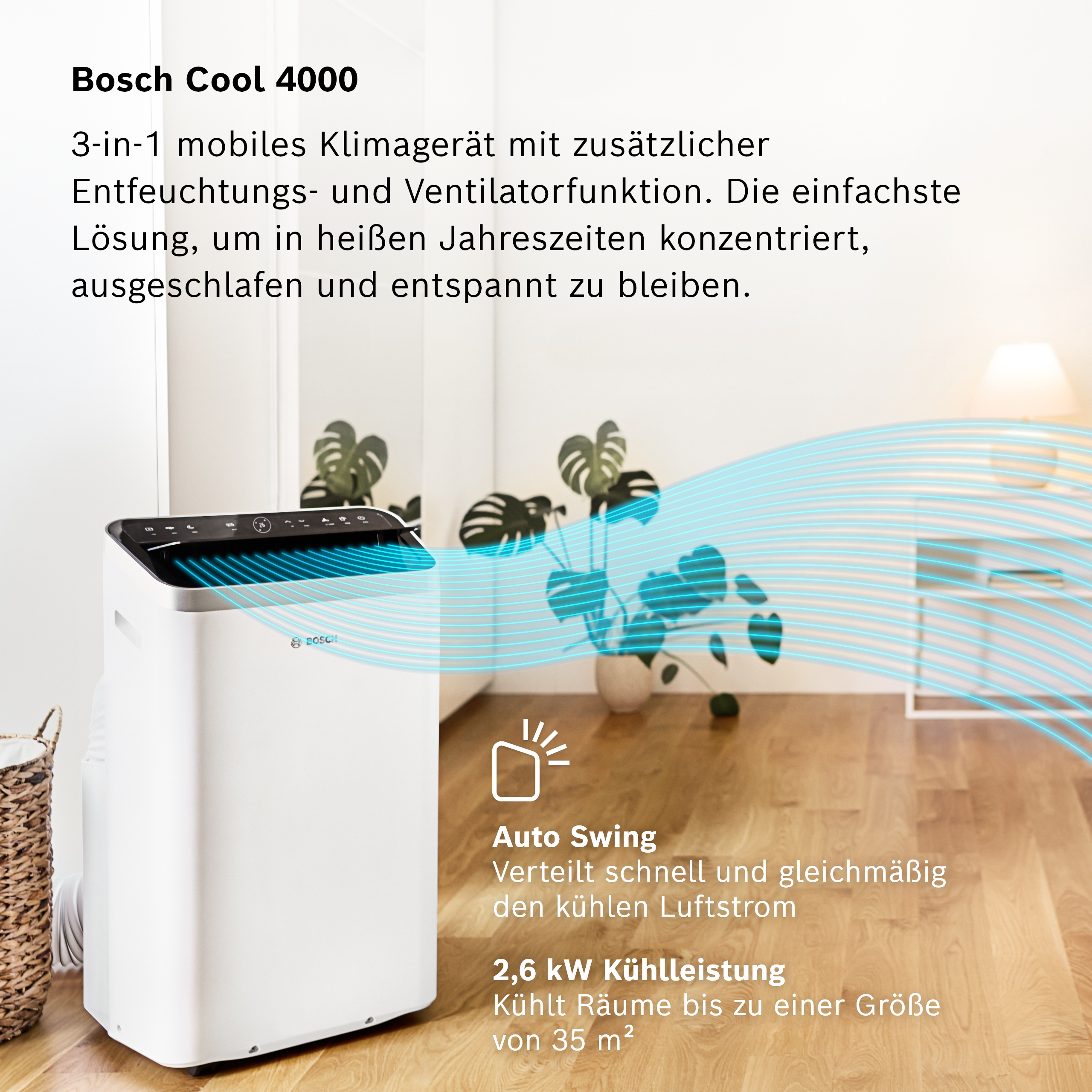 Bosch Cool 2000 Mobiles Klimagerät - 3in1, Energierating A - Bild 11 von 26
