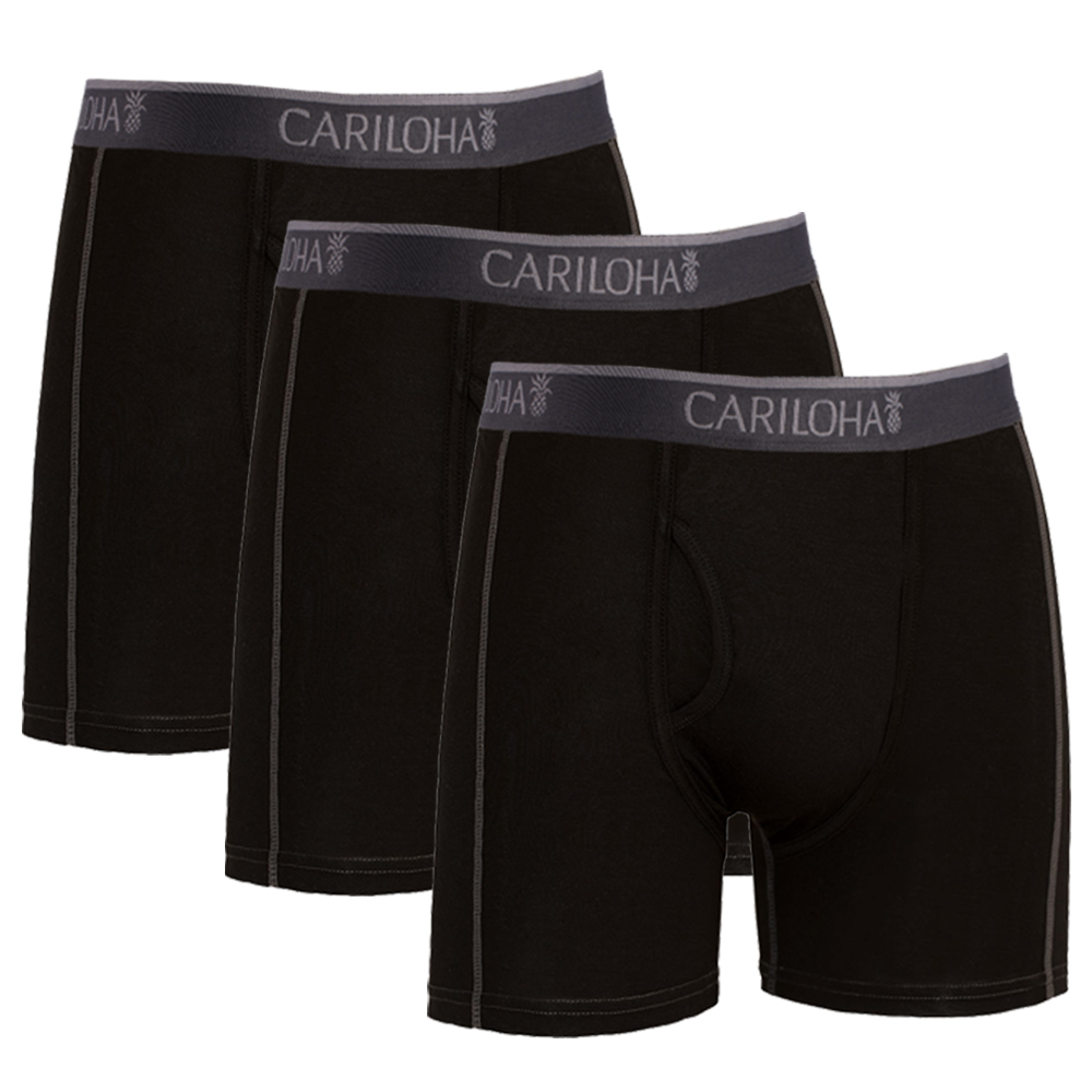 Cariloha Men's Bamboo-Viscose Boxer Briefs - Breathable Underwear for Men - X-Large - Black (Pack of 3)