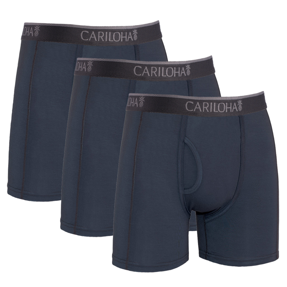 Cariloha Men's Bamboo-Viscose Boxer Briefs - Breathable Underwear for Men - X-Large - Steel Blue (Pack of 3)