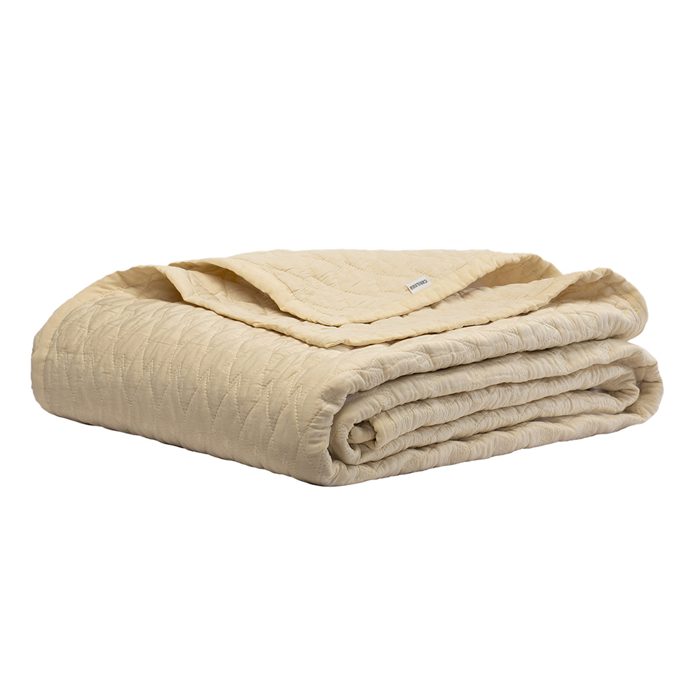 Cariloha Diamond Stitch Bamboo Quilt - Warm Blanket for Queen Bed - Coconut Milk - Queen, 68