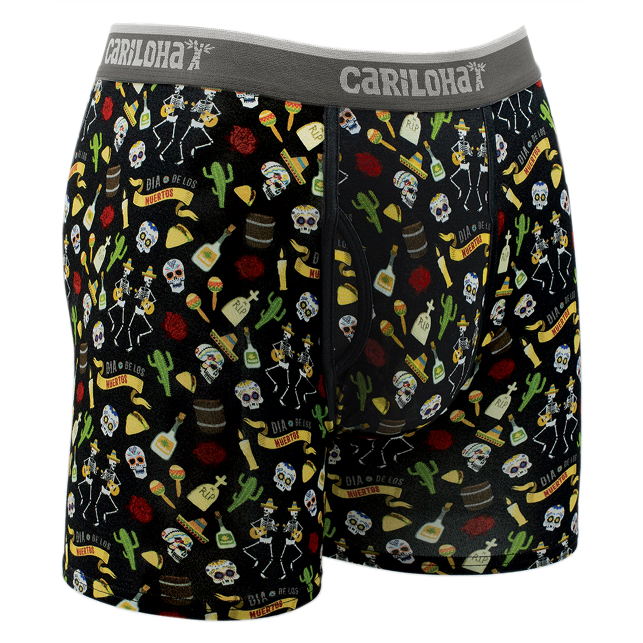 Cariloha Men's Bamboo Boxer Briefs - Breathable Underwear for Men - Medium - Day of the Dead