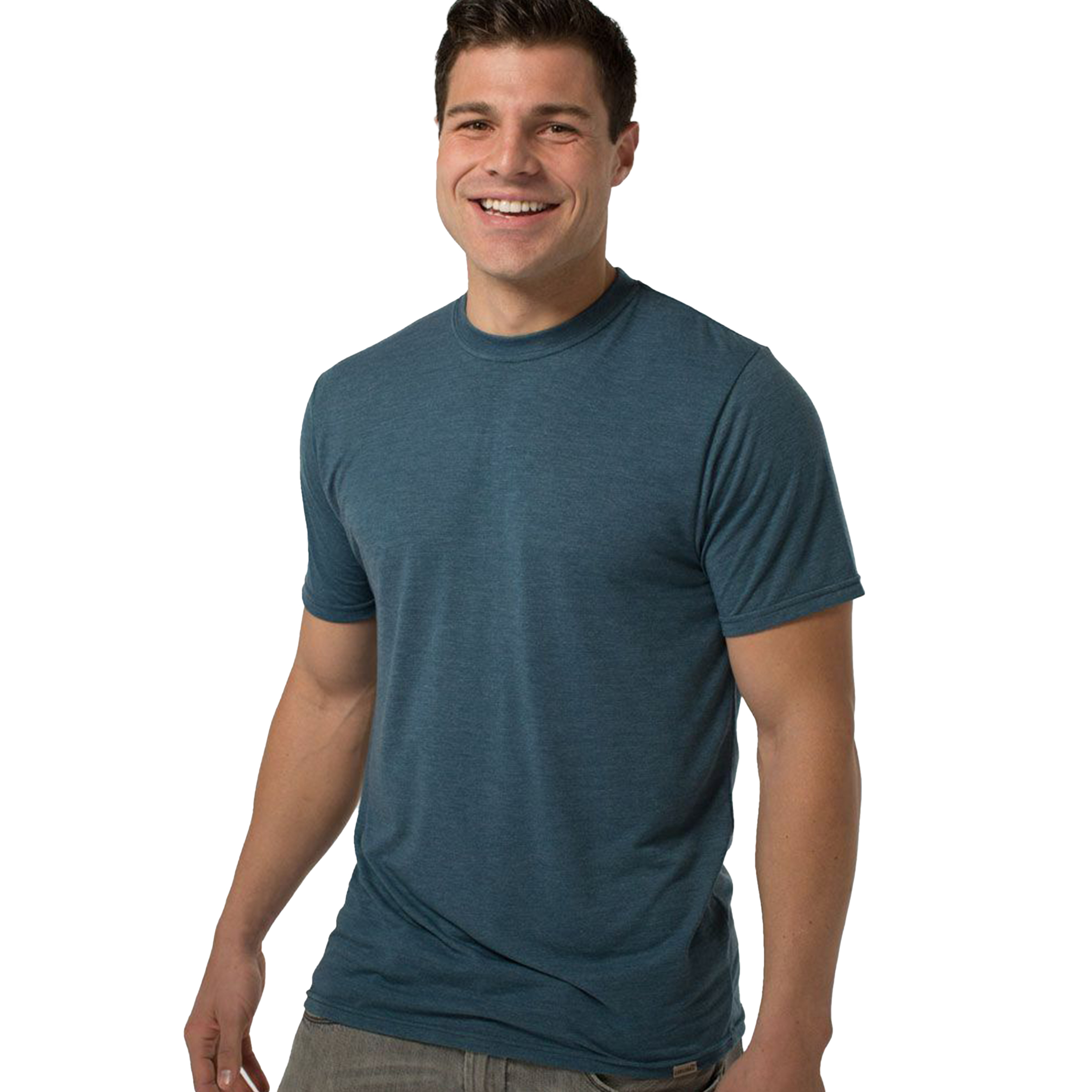 Cariloha Bamboo Men's Comfort Crew Tee - 1-Year Quality Warranty (Small, Bermuda Blue)