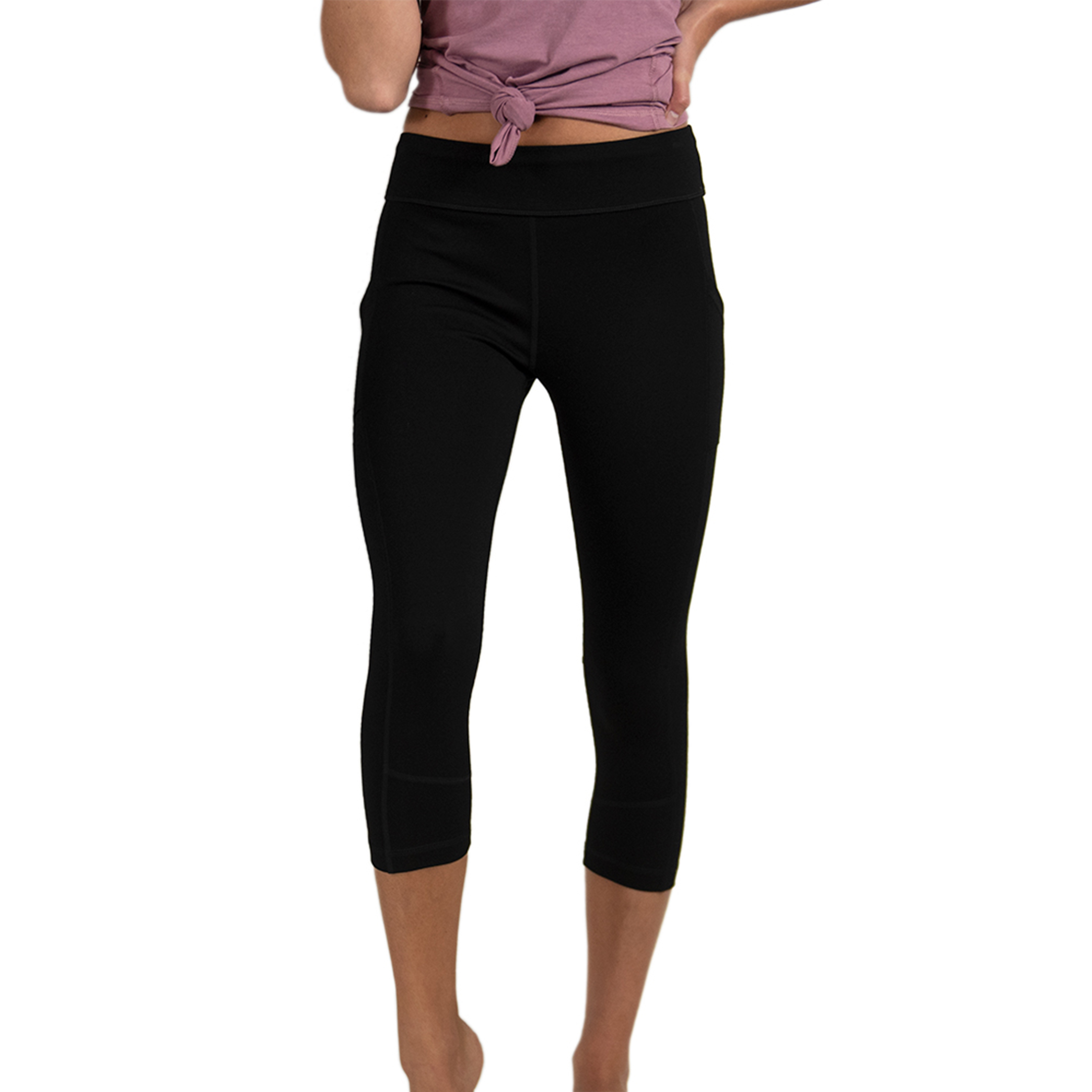 Cariloha Bamboo Pieced Athletic Cropped Legging - Soft Workout Leggings for Women with Pockets - Medium - Black
