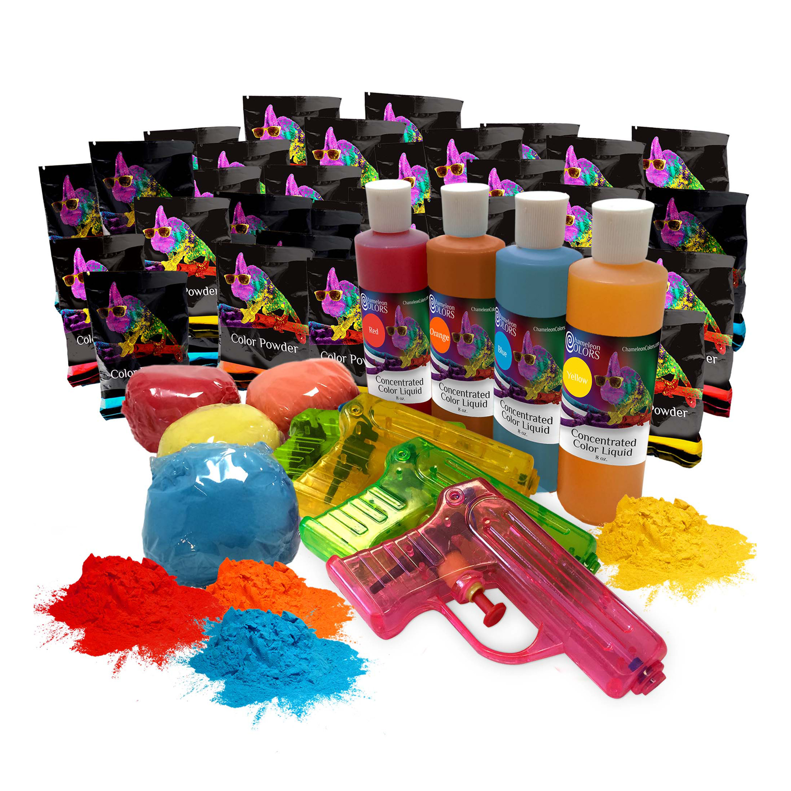 Chameleon Colors - Holi Color Powder Party Box - 36-Piece Color Party Kit