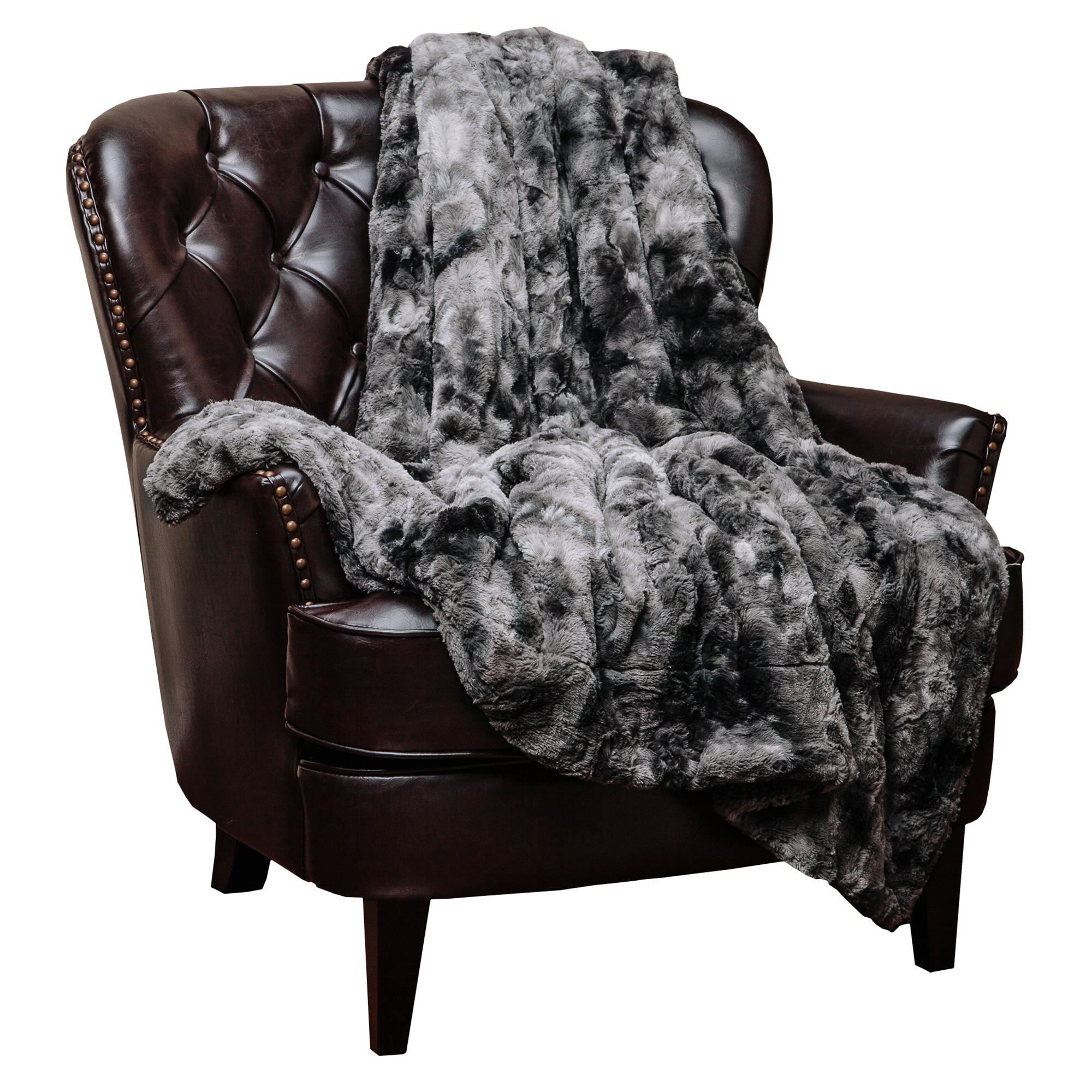 Chanasya Faux Fur Bed Throw Blanket - Super Soft Fuzzy Cozy Warm Fluffy Beautiful Color Variation Print Plush Sherpa Microfiber Gray Blanket (86