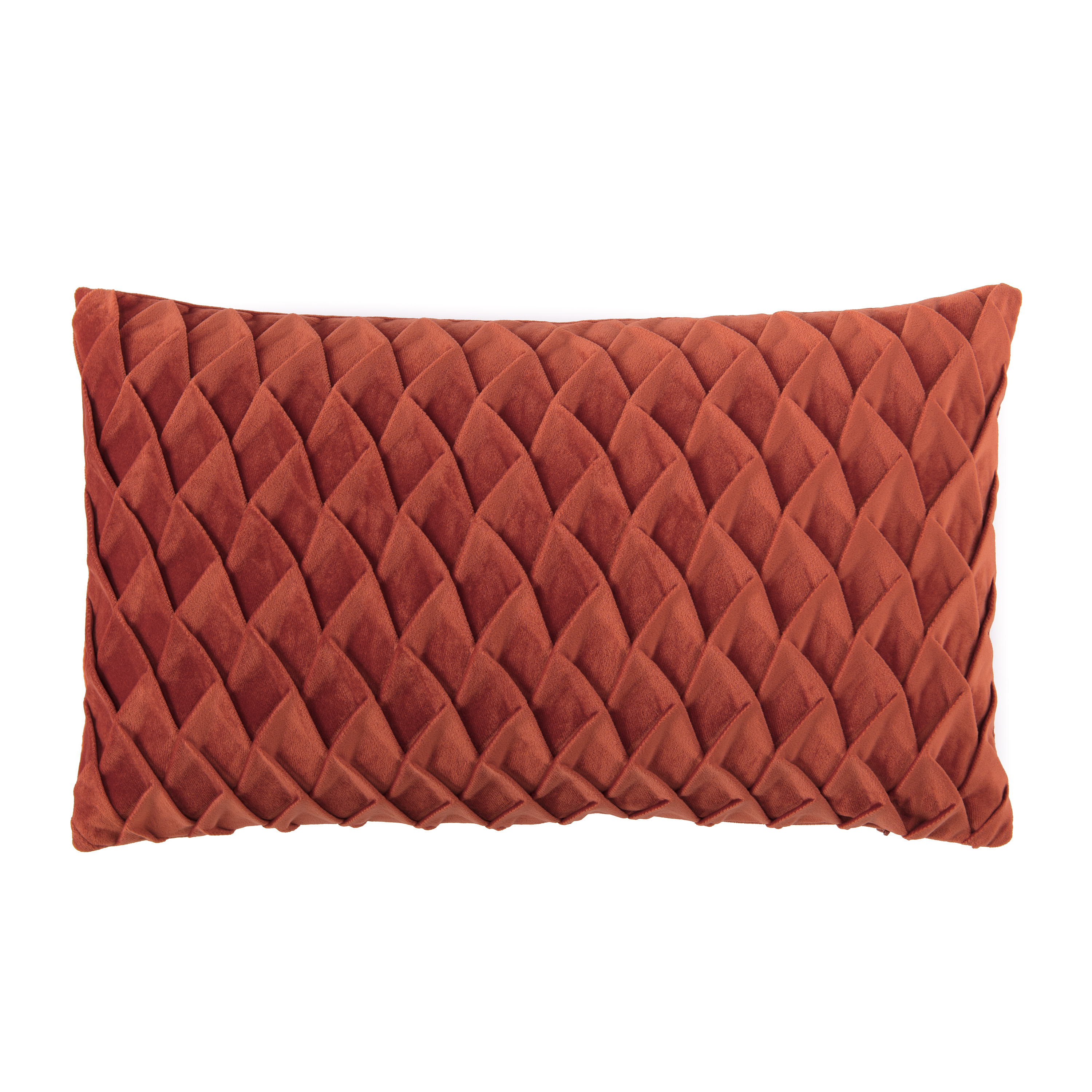 Chanasya Gem Textured Velvet Lumbar Throw Pillow Cover - Bright and Colorful Super Soft Modern Decorative Home Decor for Sofa, Chair, and Bed (12x20 Inches) Rust