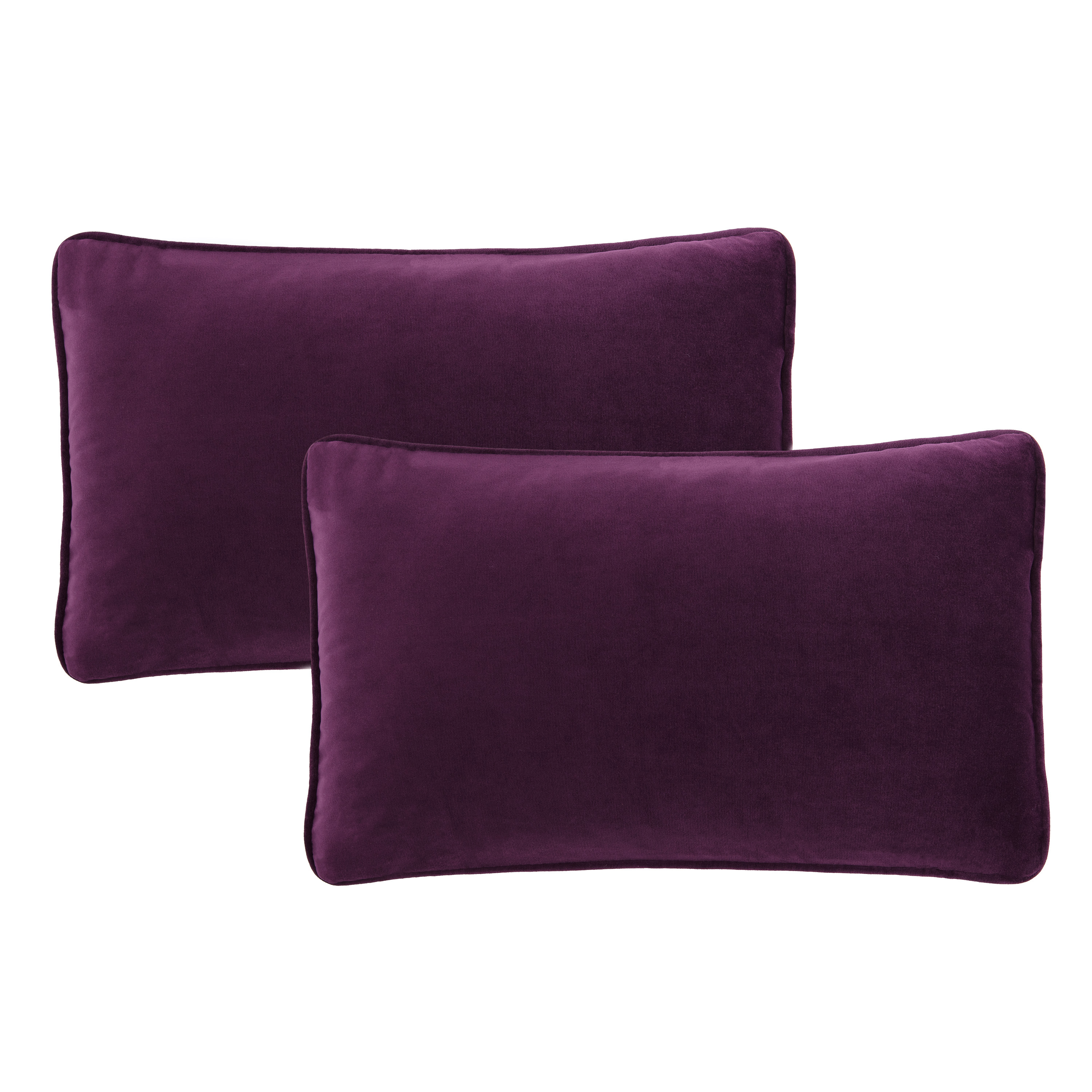 Chanasya Ultra Soft Velvet Lumbar Throw Pillow Cover - Bright and Colorful Super Soft Modern Decorative Home Decor for Sofa, Chair, and Bed (12x20 Inches) Plum 2 Piece Set