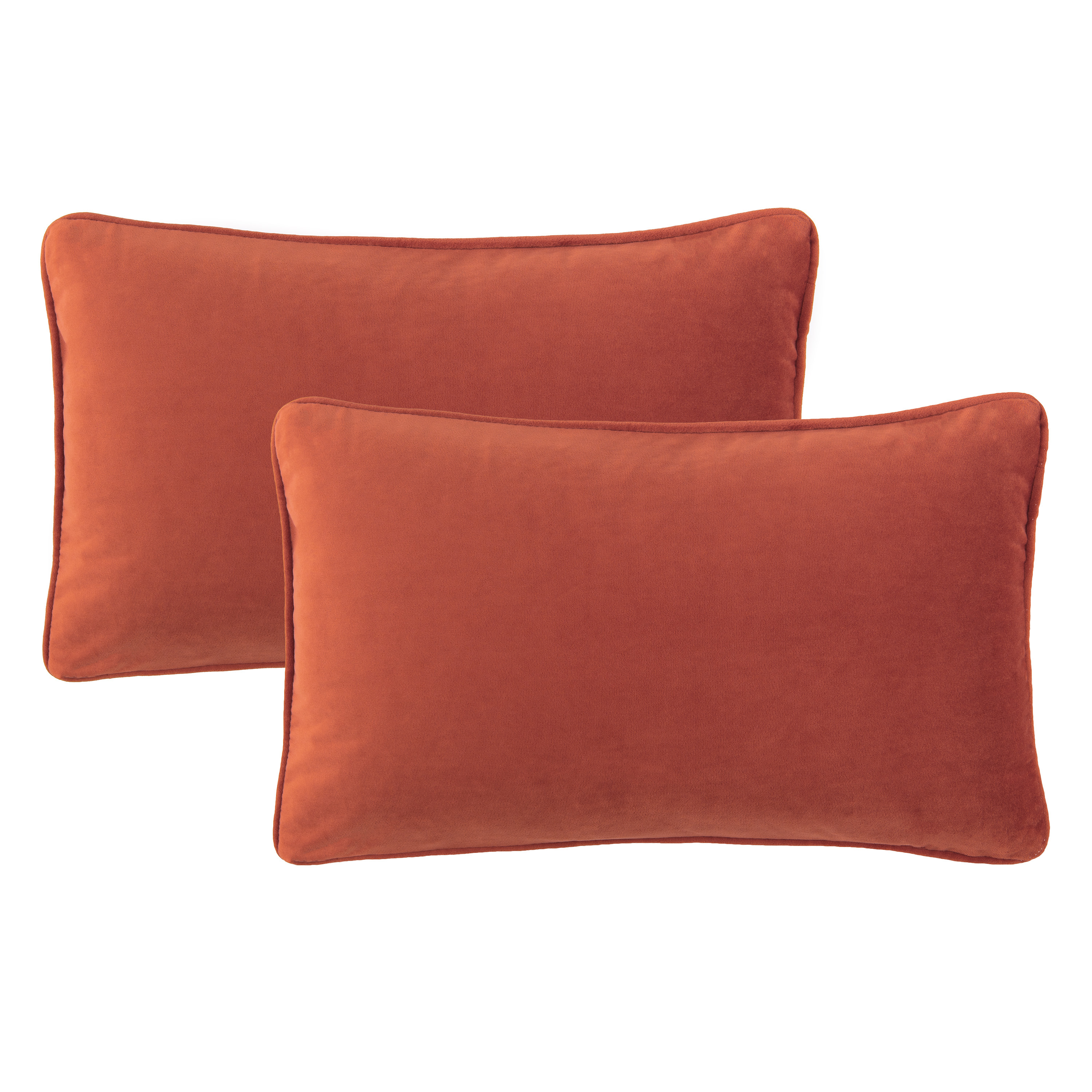 Chanasya Ultra Soft Velvet Lumbar Throw Pillow Cover - Bright and Colorful Super Soft Modern Decorative Home Decor for Sofa, Chair, and Bed (12x20 Inches) Rust 2 Piece Set