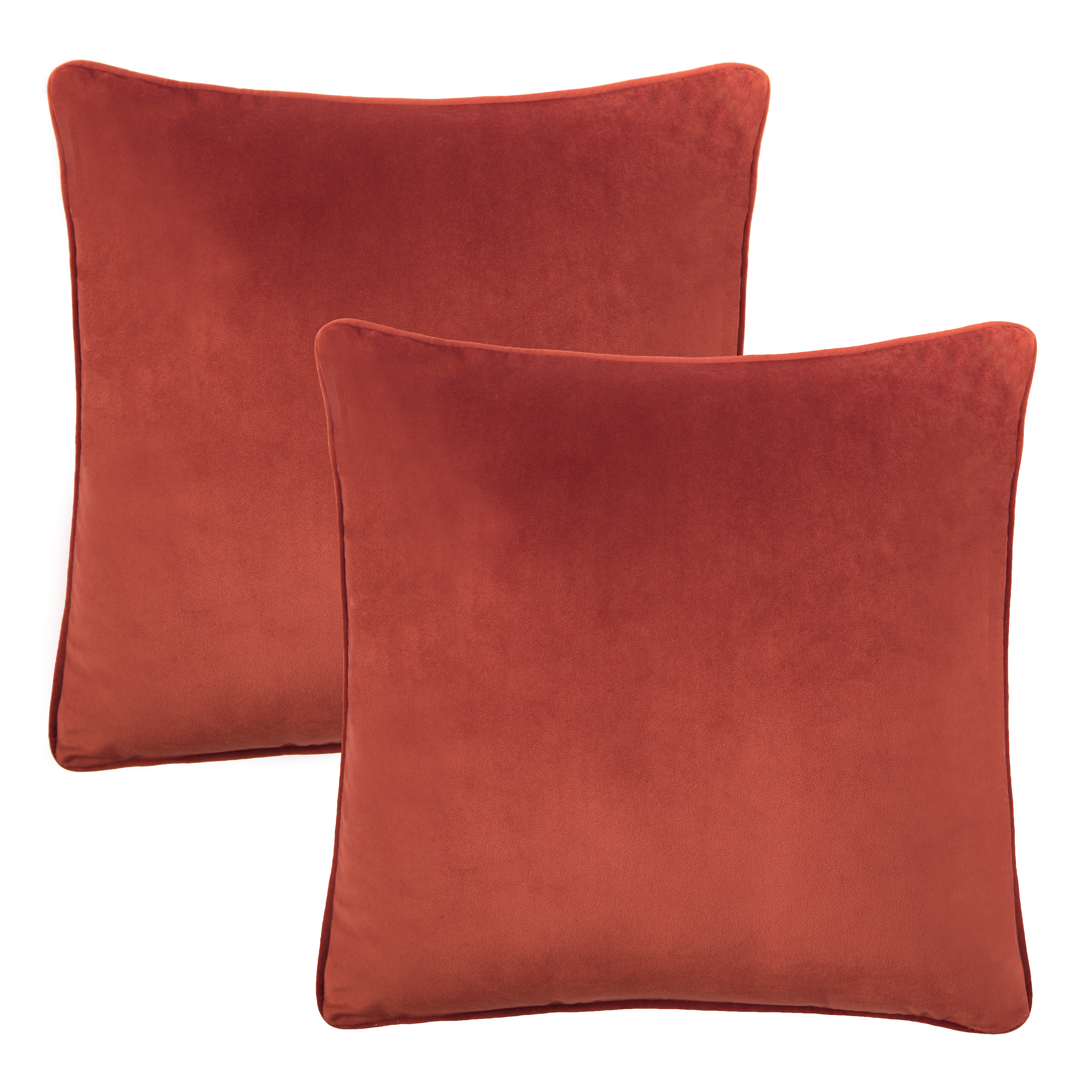 Chanasya Ultra Soft Velvet Throw Pillow Cover - Bright and Colorful Super Soft Modern Decorative Home Decor for Sofa, Chair, and Bed (20x20 Inches) Rust 2 Piece Set