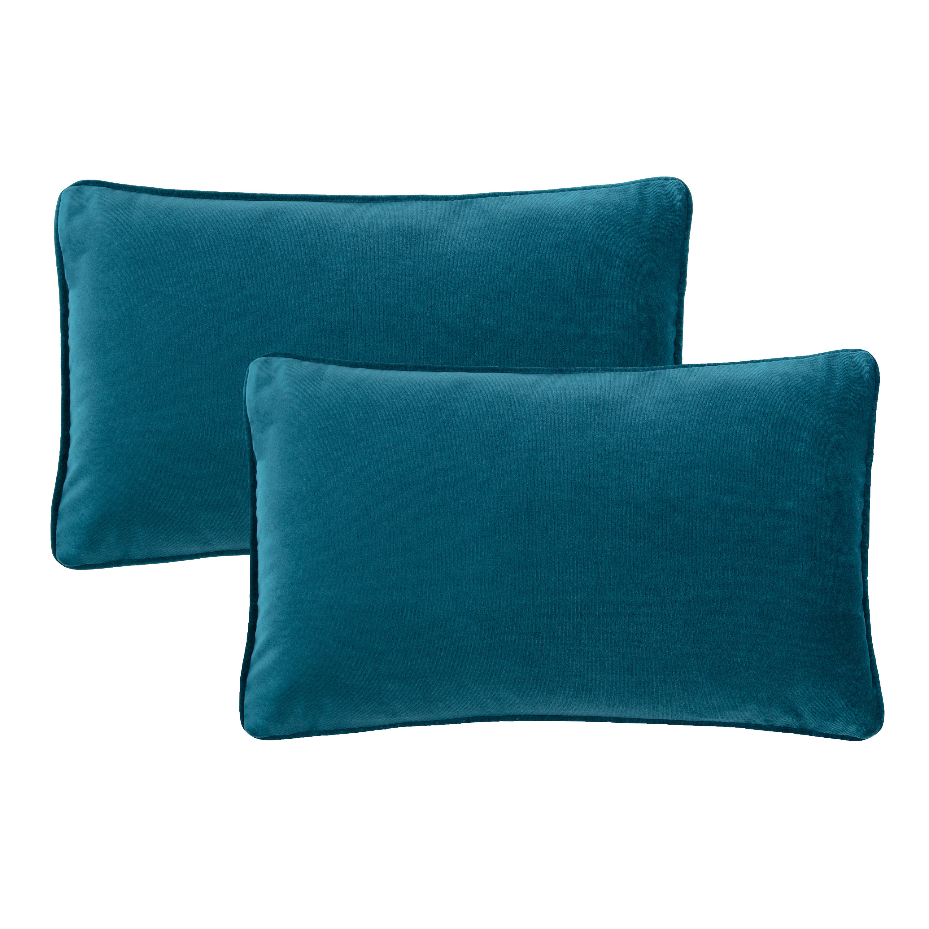 Chanasya Ultra Soft Velvet Lumbar Throw Pillow Cover - Bright and Colorful Super Soft Modern Decorative Home Decor for Sofa, Chair, and Bed (12x20 Inches) Teal 2 Piece Set