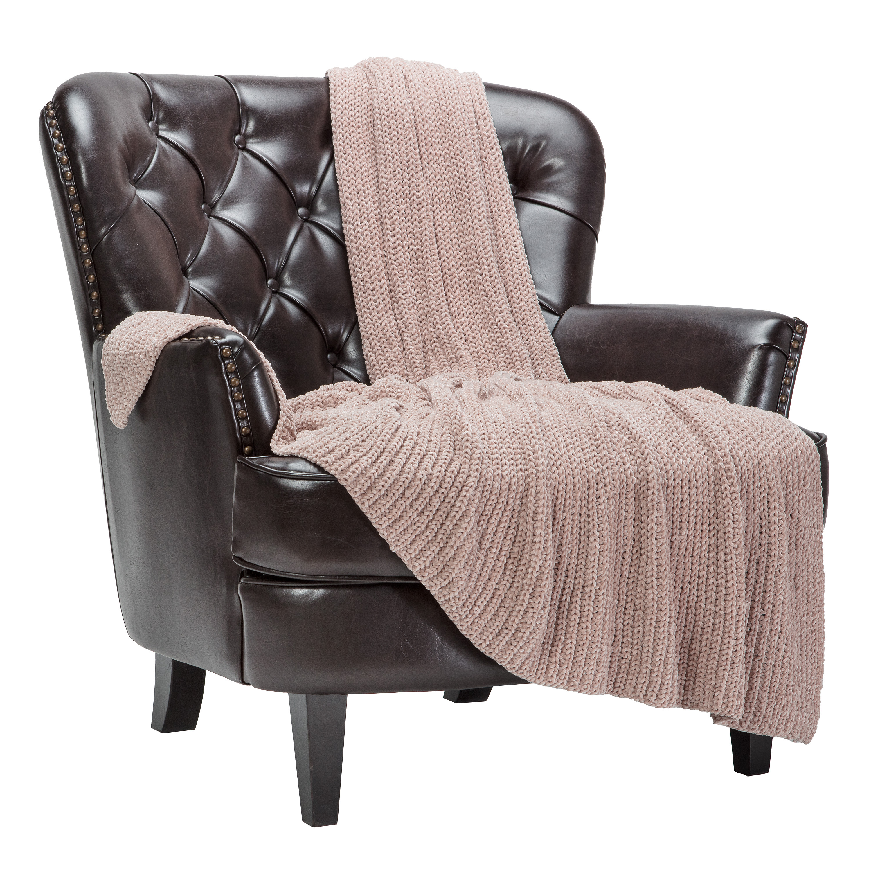 Chanasya Chenille Knit Super Soft Velvety Texture Throw Blanket - Cozy Classy Elegant Decorative with Subtle Shimmer for Sofa Chair Couch Bed Living Bed Room Rose Pink Blanket - (50x65 Inches) Blush