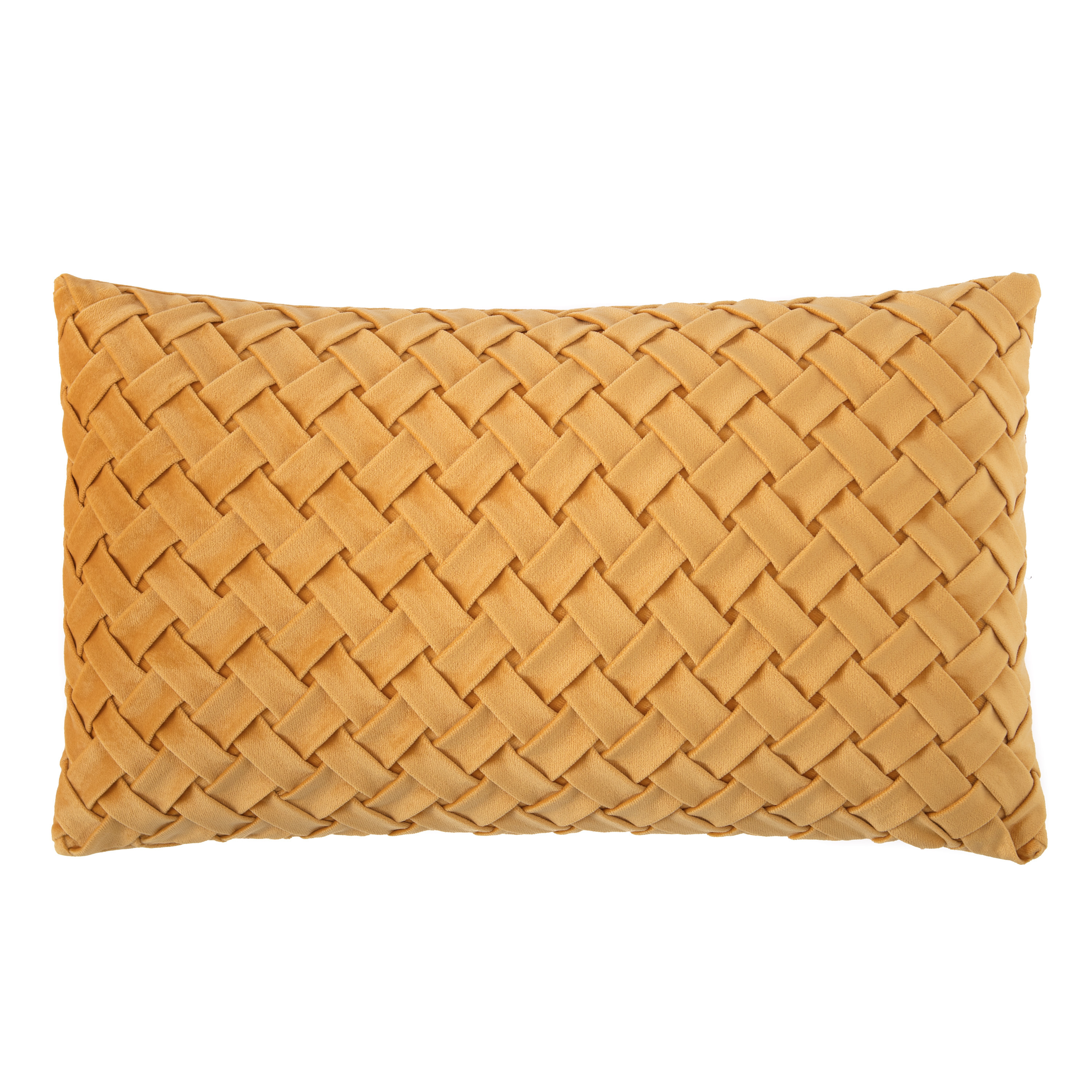 Chanasya Single Lattice Textured Velvet Lumbar Throw Pillow Cover - Bright and Colorful Super Soft Modern Decorative Home Decor for Sofa, Chair, and Bed (12x20 Inches) Golden