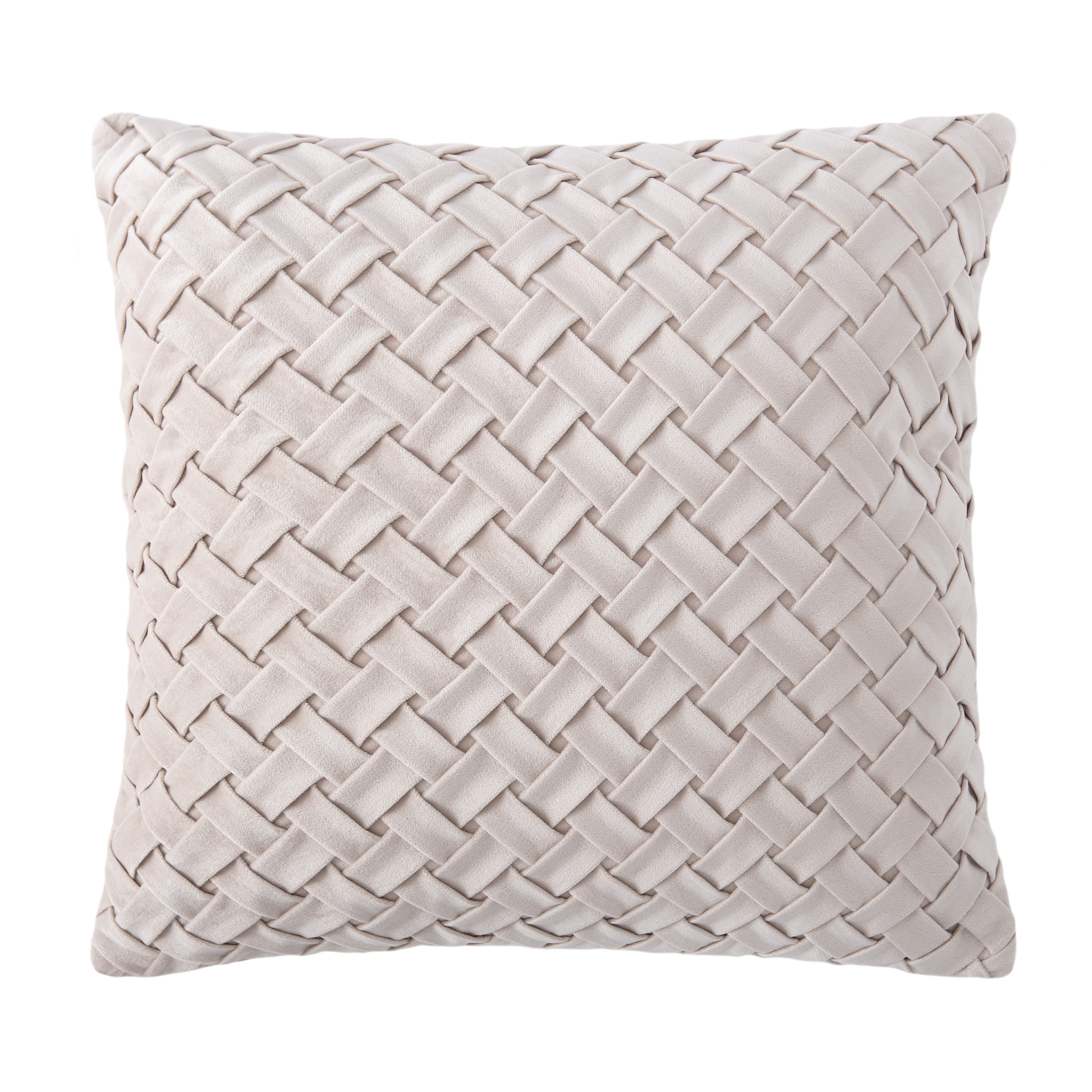 Chanasya Lattice Textured Velvet Throw Pillow Cover - Bright and Colorful Super Soft Modern Decorative Home Decor for Sofa, Chair, and Bed (18x18 Inches) Off White