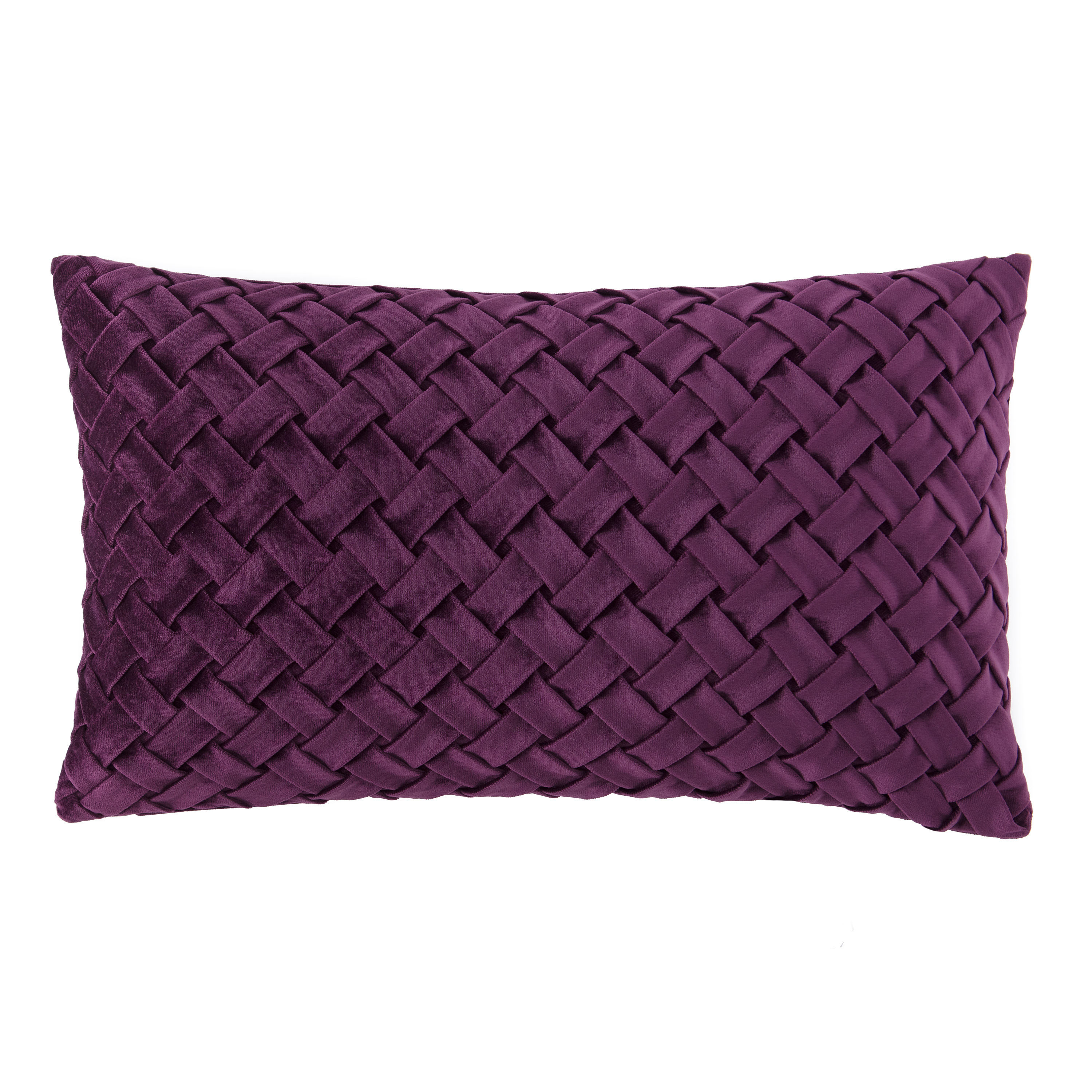 Chanasya Single Lattice Textured Velvet Lumbar Throw Pillow Cover - Bright and Colorful Super Soft Modern Decorative Home Decor for Sofa, Chair, and Bed (12x20 Inches) Plum