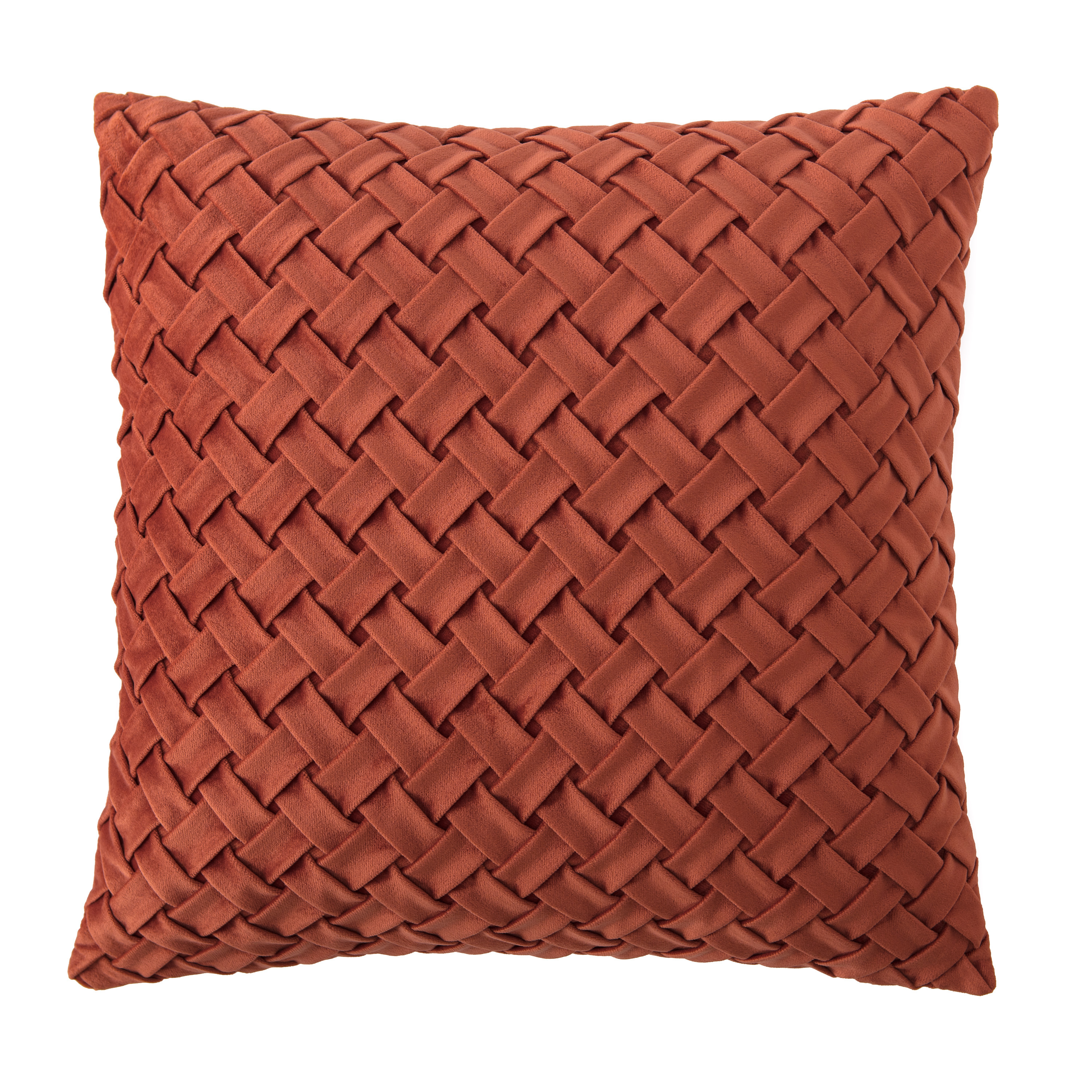 Chanasya Lattice Textured Velvet Throw Pillow Cover - Bright and Colorful Super Soft Modern Decorative Home Decor for Sofa, Chair, and Bed (18x18 Inches) Rust