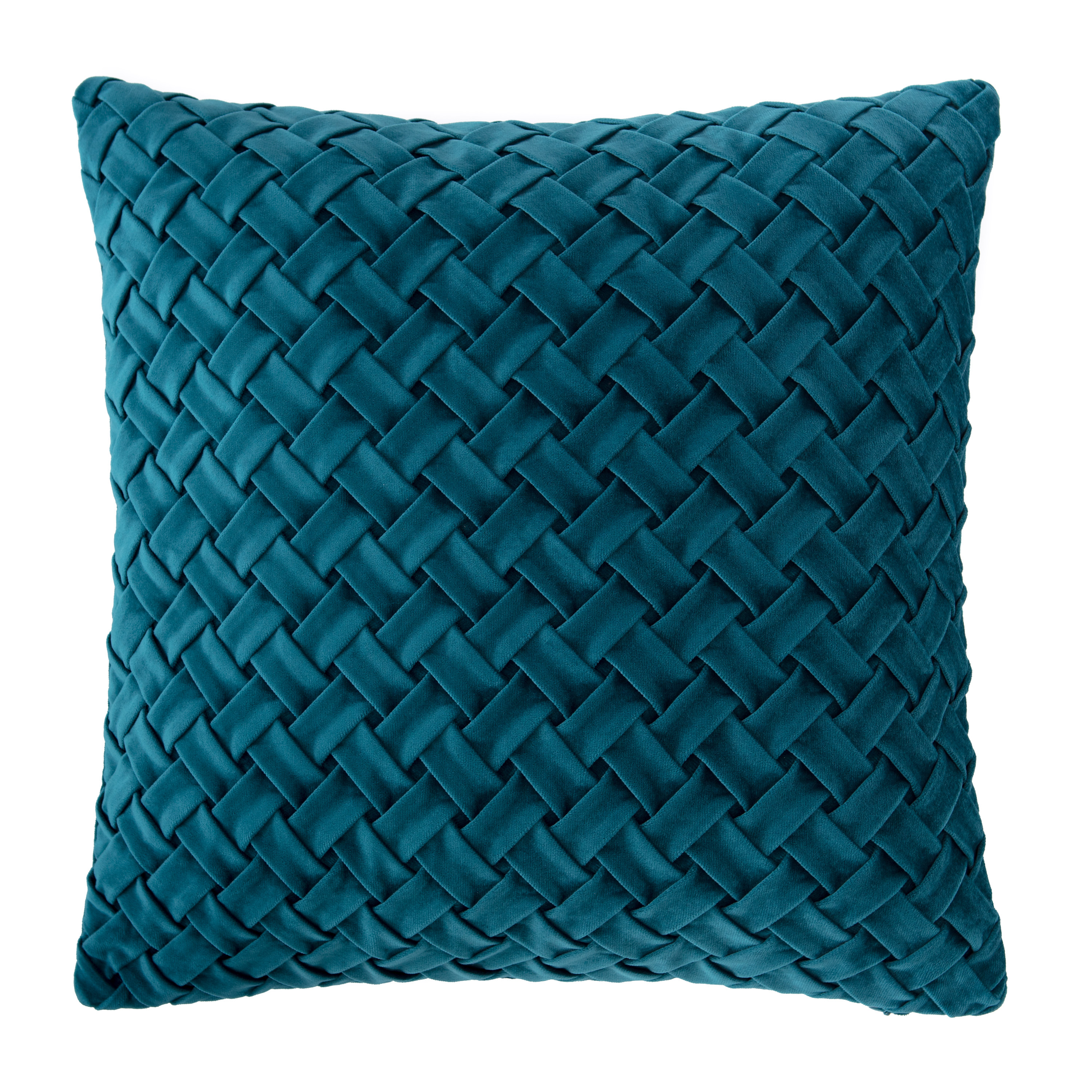 Chanasya Lattice Textured Velvet Throw Pillow Cover - Bright and Colorful Super Soft Modern Decorative Home Decor for Sofa, Chair, and Bed (18x18 Inches) Teal