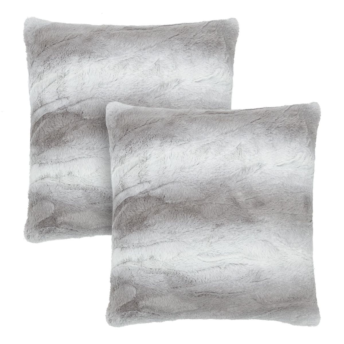 Chanasya Fuzzy Faux Fur Falling Leaf Embossed Gray and White Throw Pillow Cover 2 Piece Set 18x18 Inches - Super Soft Cushion Covers for Couch Sofa Chair Bed - Accent Decorative Square Pillow Covers
