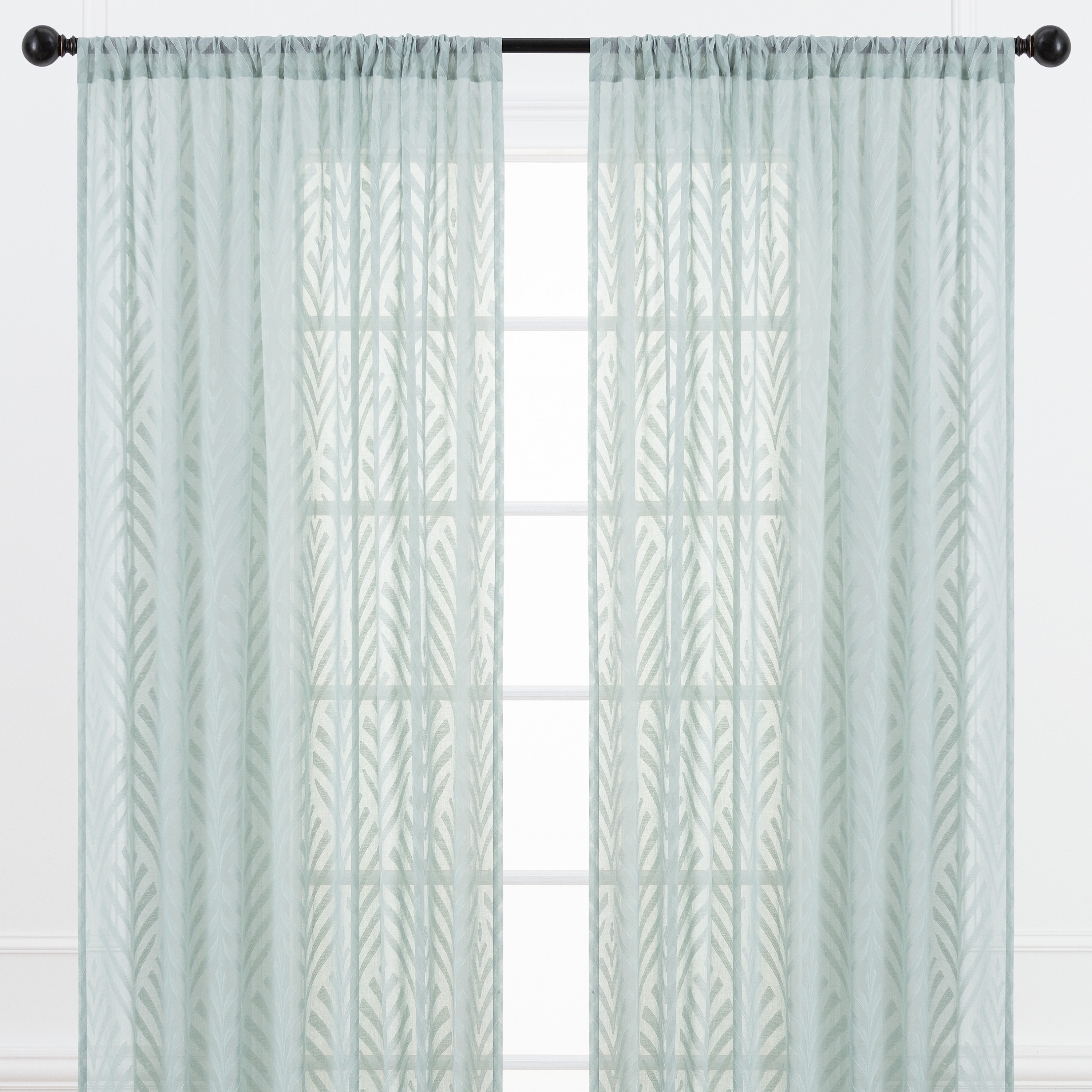 Chanasya Sage Green Sheer Curtains - Leaf Textured Voile Curtain for Living Room Bedroom Kitchen Windows - Light Filtering Botanical Decor Window Drapes with Rod Pocket - 108 Inches Long - 2 Panel Set
