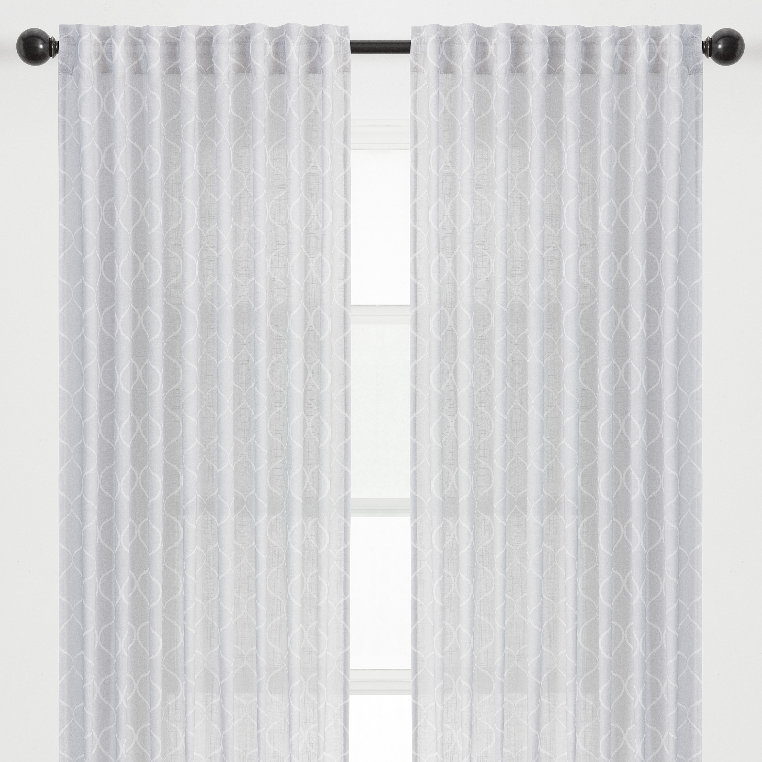 Chanasya 2-Panel Ogee Geometric Soft Textured Light Filtering Curtain Panels - 3-in-1 Back Tab Rod Pocket Ring Tab - Semi Sheer Window Curtains for Living Room Bedroom Kitchen- 52 x 96 Inches - Silver