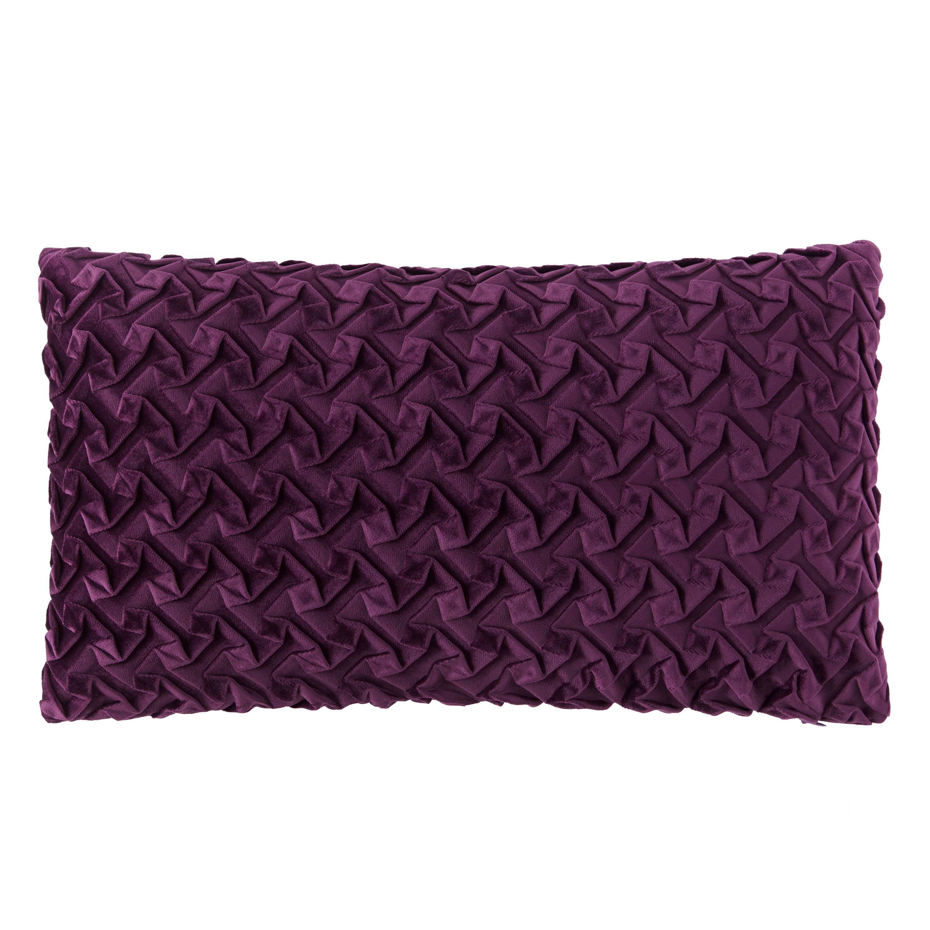 Chanasya Origami Textured Velvet Lumbar Throw Pillow Cover - Bright and Colorful Super Soft Modern Decorative Home Decor for Sofa, Chair, and Bed (12x20 Inches) Plum