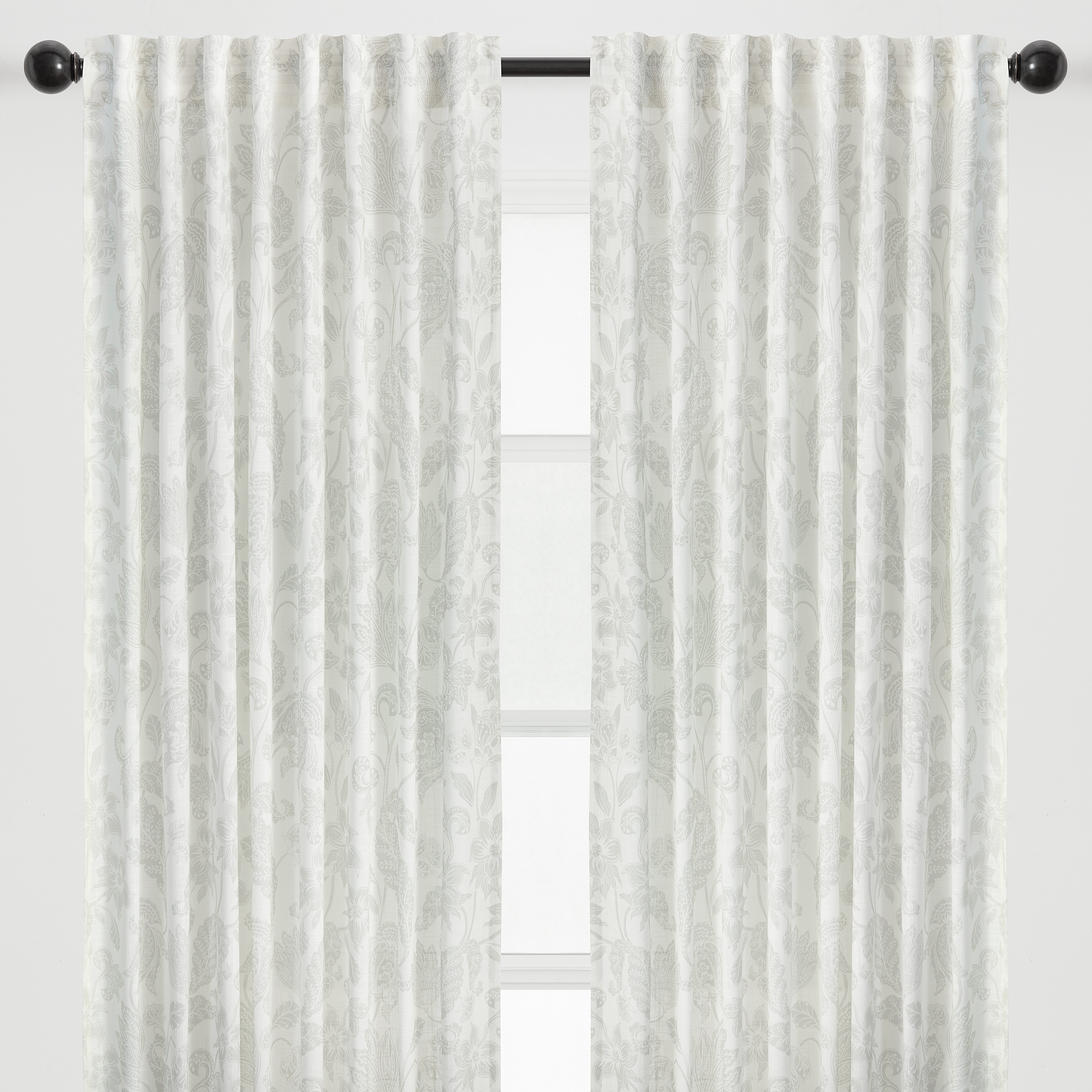 Chanasya 2-Panel Silhouette Floral Paisley Soft Textured Light Filtering Curtain Panels - 3-in-1 Back Tab Rod Pocket Ring Tab - Privacy Window Curtains for Living Room Bedroom - 52 x 96 Inches - Sage