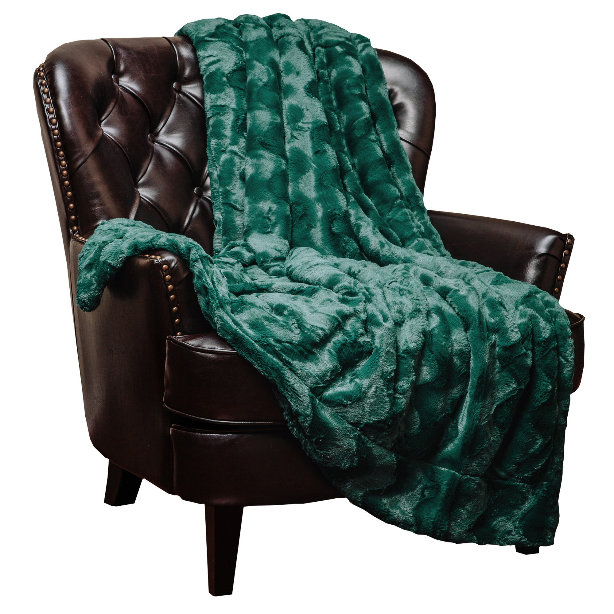 Chanasya Fuzzy Faux Fur Soft Wave Embossed Throw Blanket - Cozy and Warm Lightweight Reversible Sherpa for Couch, Home, Living Room, and Bedroom D√É¬©cor (50x65 Inches) Teal