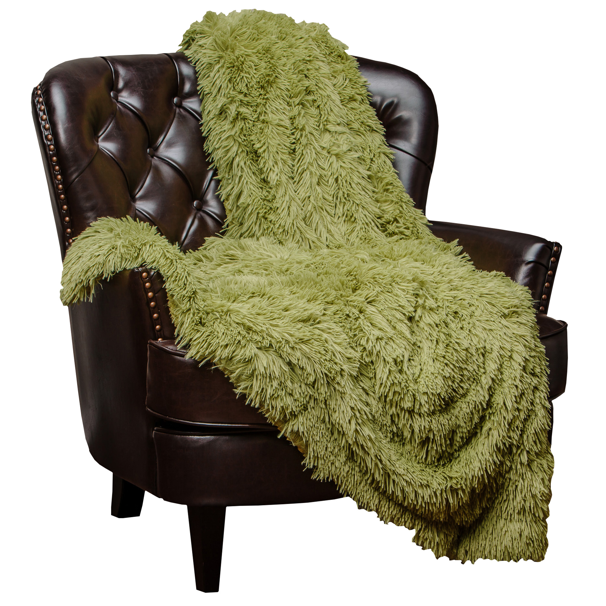Chanasya Super Soft Fuzzy Shaggy Faux Fur Throw Blanket - Chic Design Snuggly Plush Lightweight with Fluffy Reversible Sherpa for Couch Living Room Bedroom and Home D√É¬©cor (50x65 Inches) Olive Green