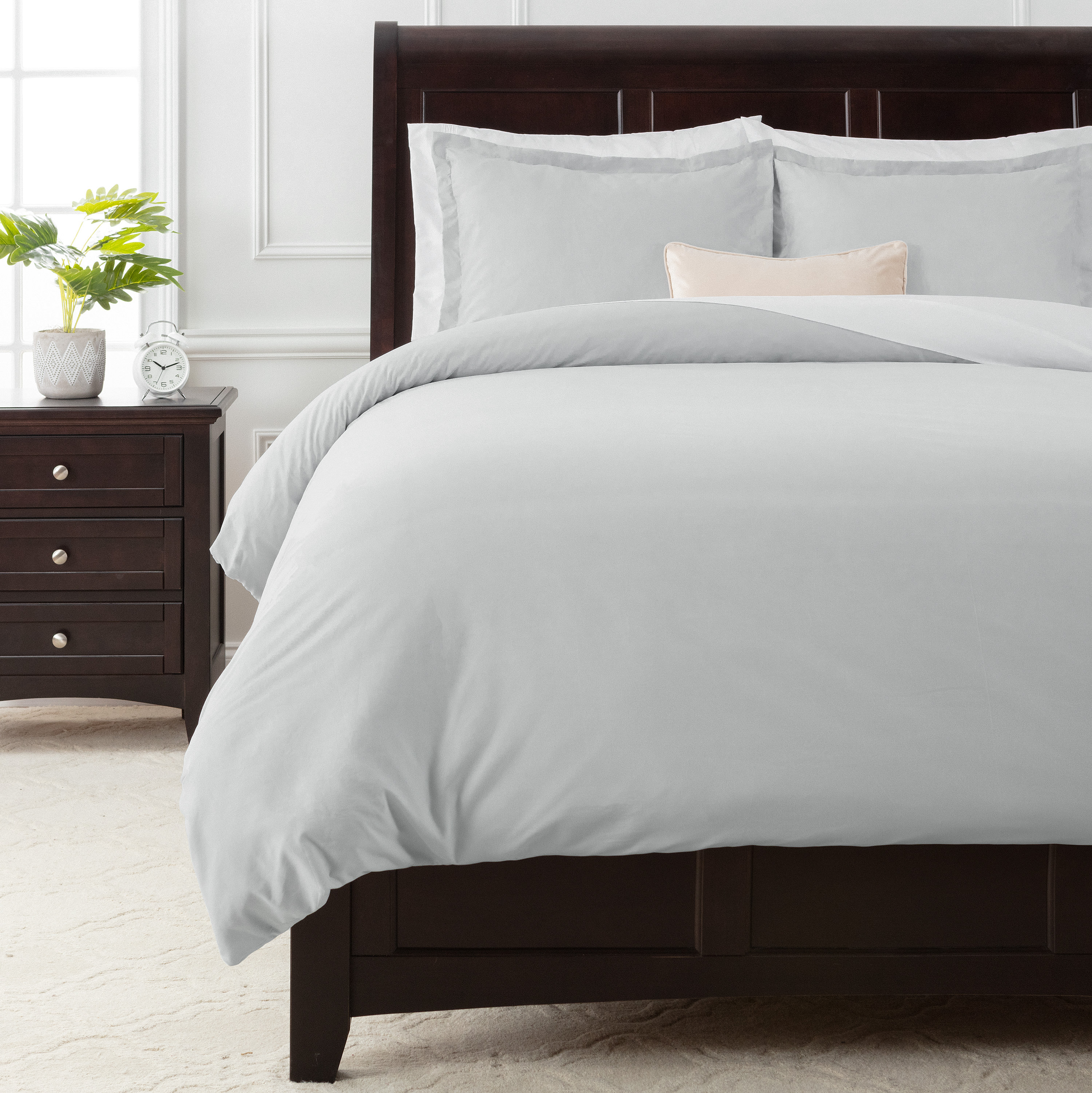 Chanasya Gray Silver Duvet Cover Queen Size Comforter Bedding Cover Set 3-Piece - Lightweight Silky Soft Premium Microfiber Grey Bedding Set - Wrinkle Stain Resistant Hypoallergenic - Peach - Queen