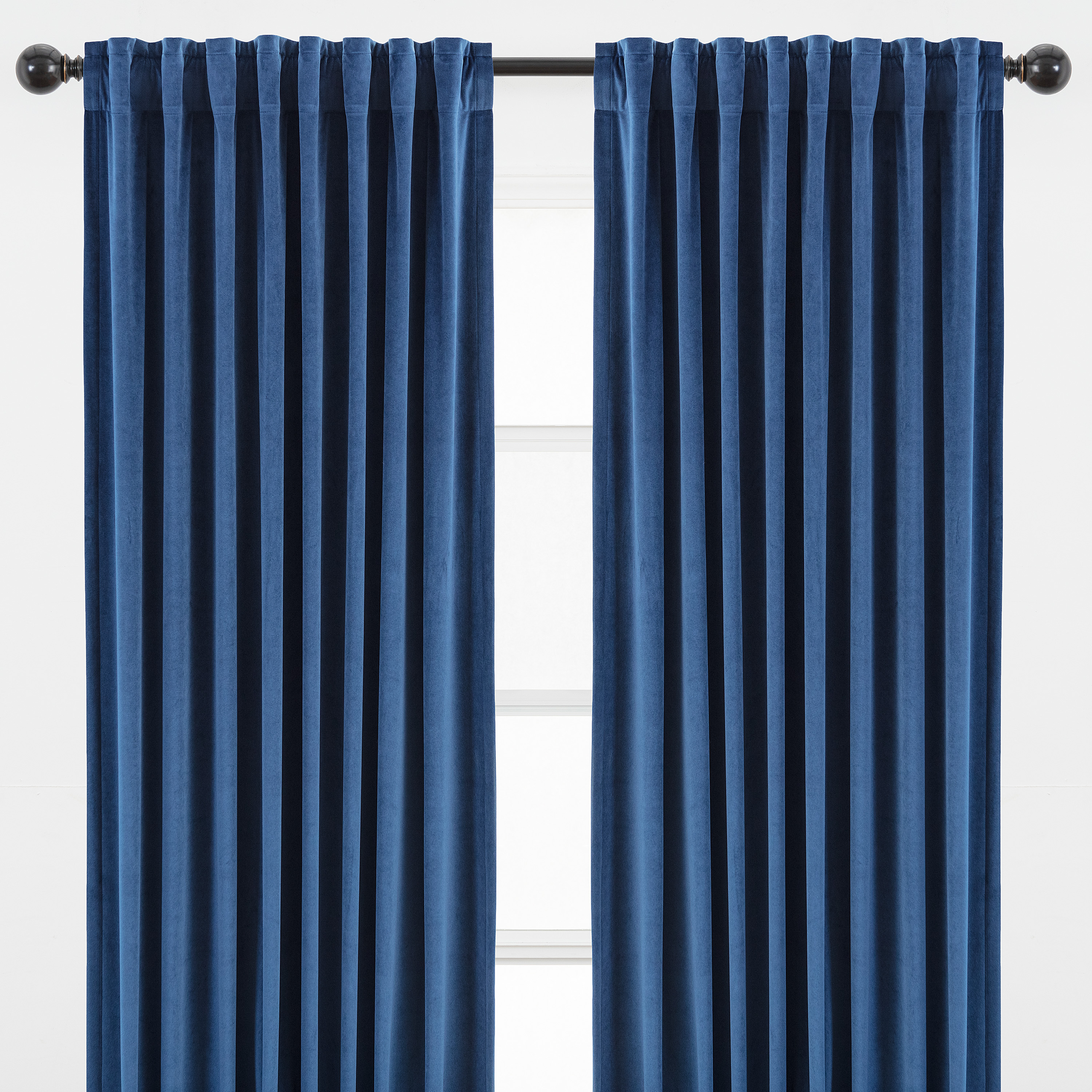 Chanasya Navy Blue Velvet Curtains Panel Set 2 -Piece - Classy Partial Blackout Curtains Room Darkening Curtains Drapes for Living Room Bedroom - Window Treatment - 63 Inch Length Long - Navy