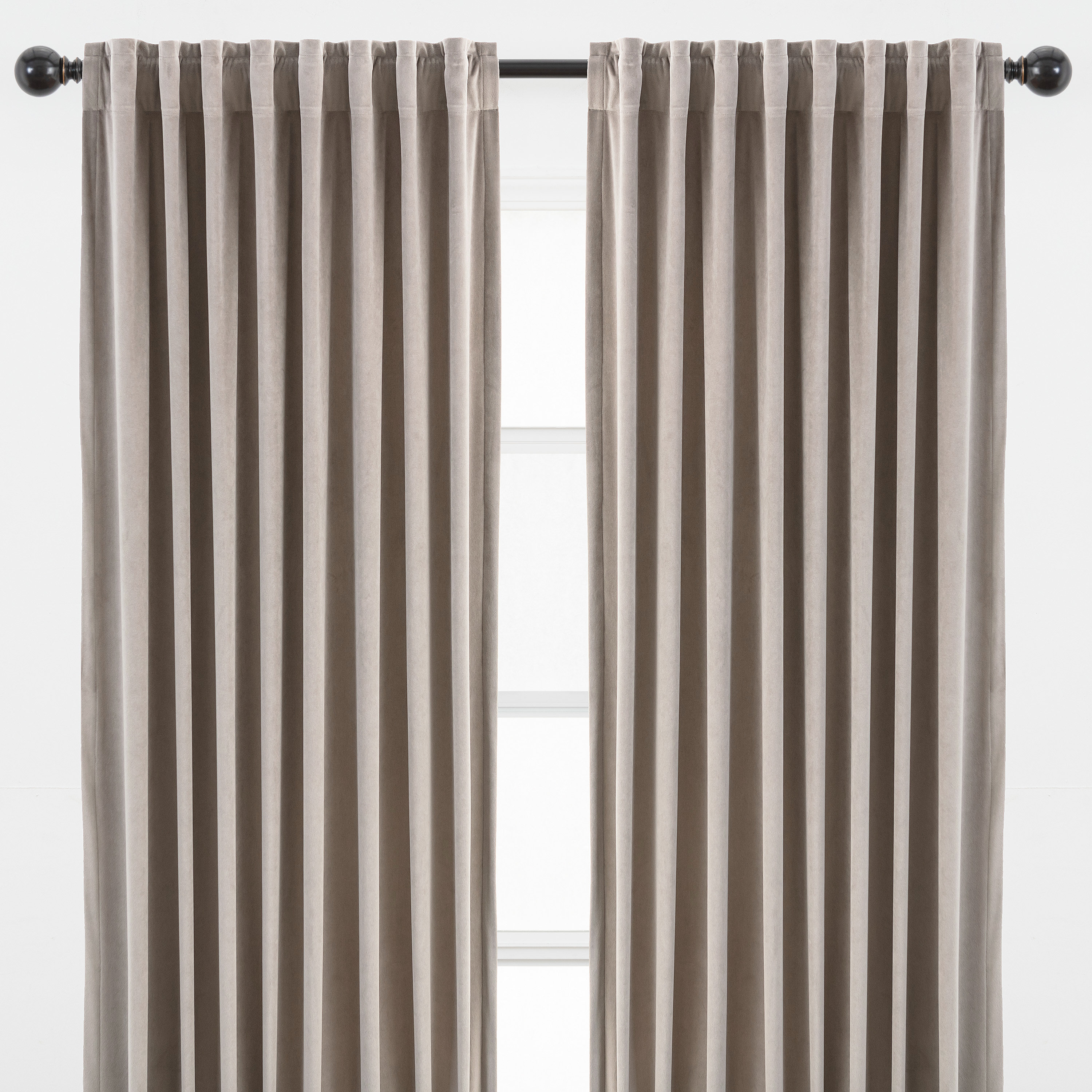 Chanasya Taupe Velvet Curtains Panel Set 2 Piece - Classy Partial Blackout Curtains Room Darkening Curtains Drapes for Living Room Bedroom - Window Treatment - 63 Inch Length Long - Taupe