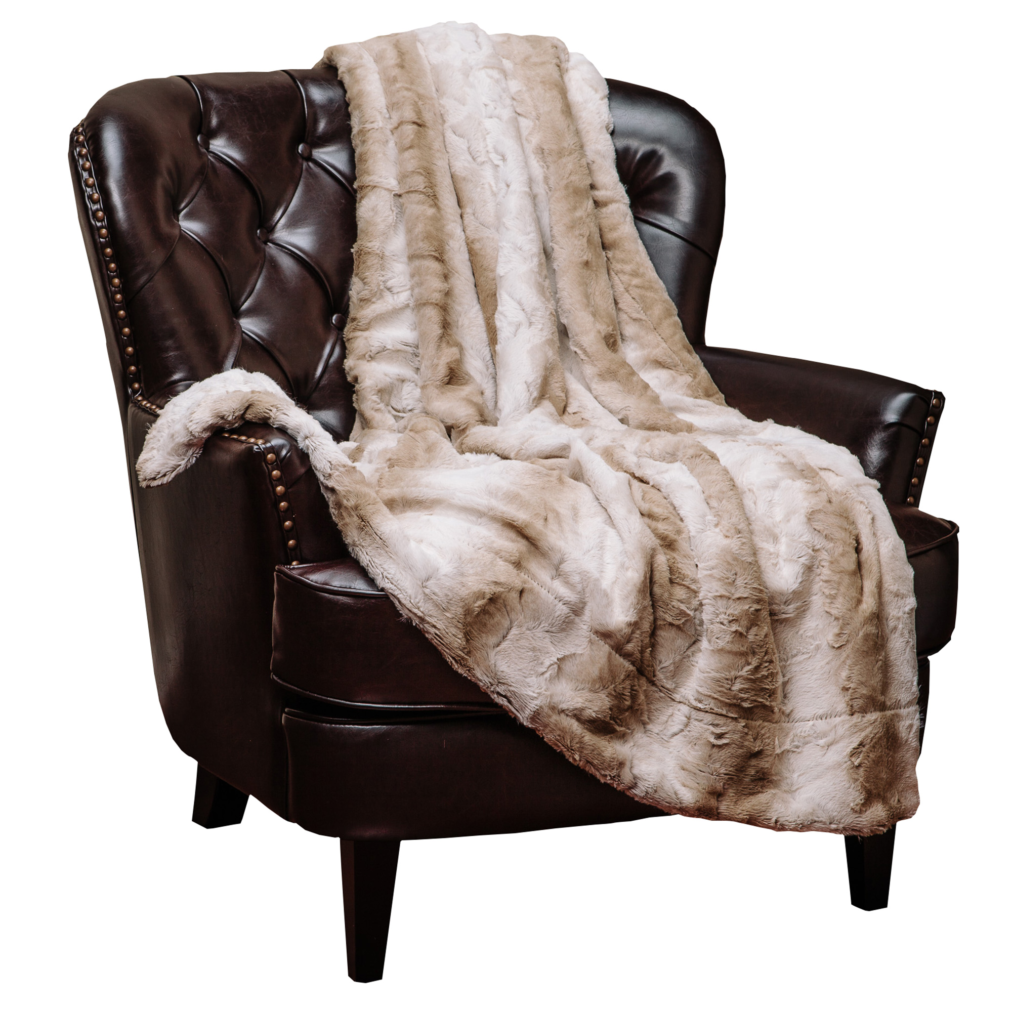 Chanasya Fuzzy Faux Fur Falling Leaf Embossed Throw Blanket - Super Soft and Warm Lightweight Reversible Sherpa for Couch, Home, Living Room, and Bedroom D√É¬©cor (50x65 Inches) Brown and White