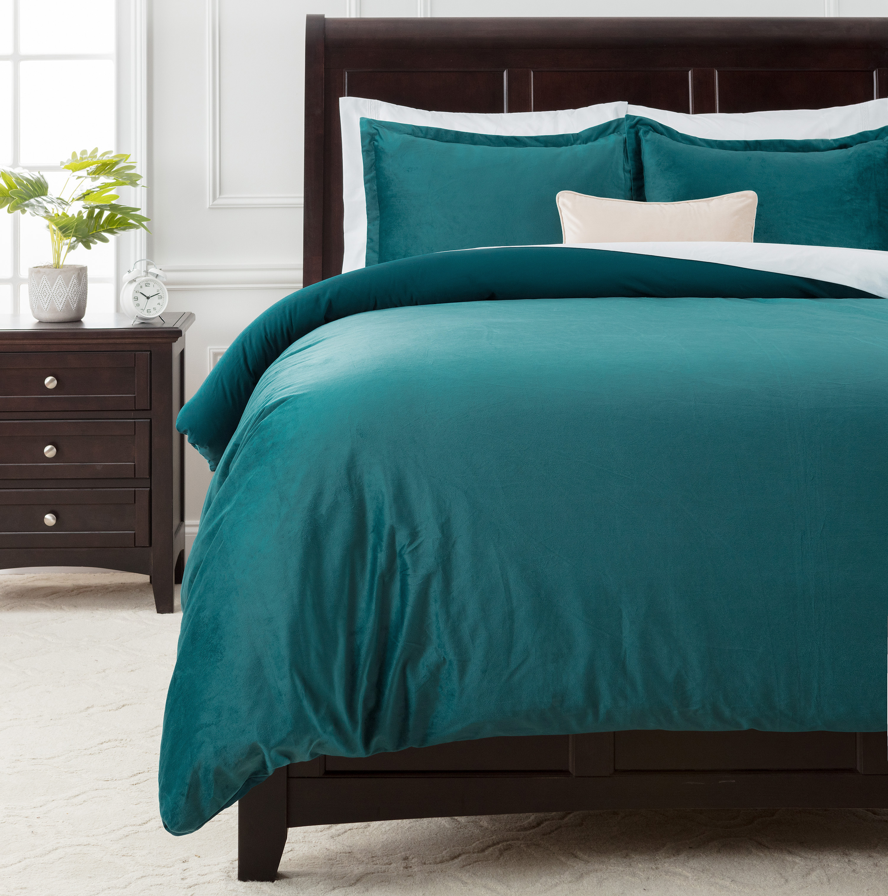 Chanasya Velvet Bedding Duvet Comforter Cover 2-Piece Solid Color Ultra Soft Luxury Set - Luxury Lightweight for All Season - Breathable Wrinkle Stain Resistant Machine Washable - Deep Teal Twin Size