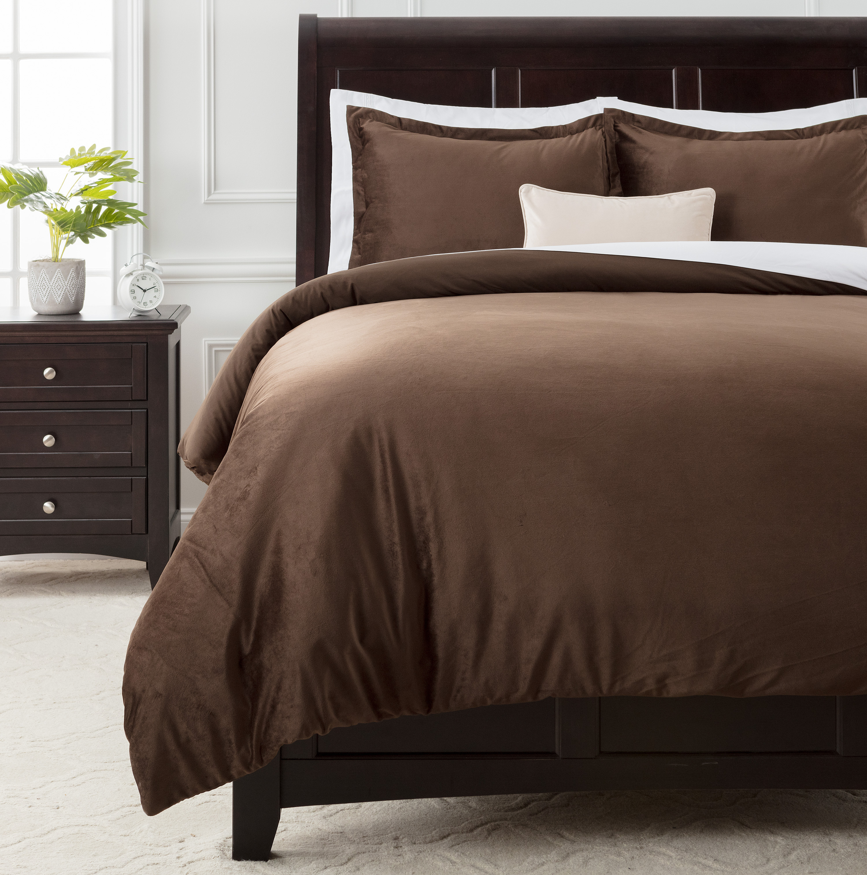 Chanasya Velvet Bedding Duvet Comforter Cover 2-Piece Solid Color Ultra Soft Luxury Set - Luxury Lightweight for All Season - Breathable Wrinkle and Stain Resistant Machine Washable - Mink Twin Size