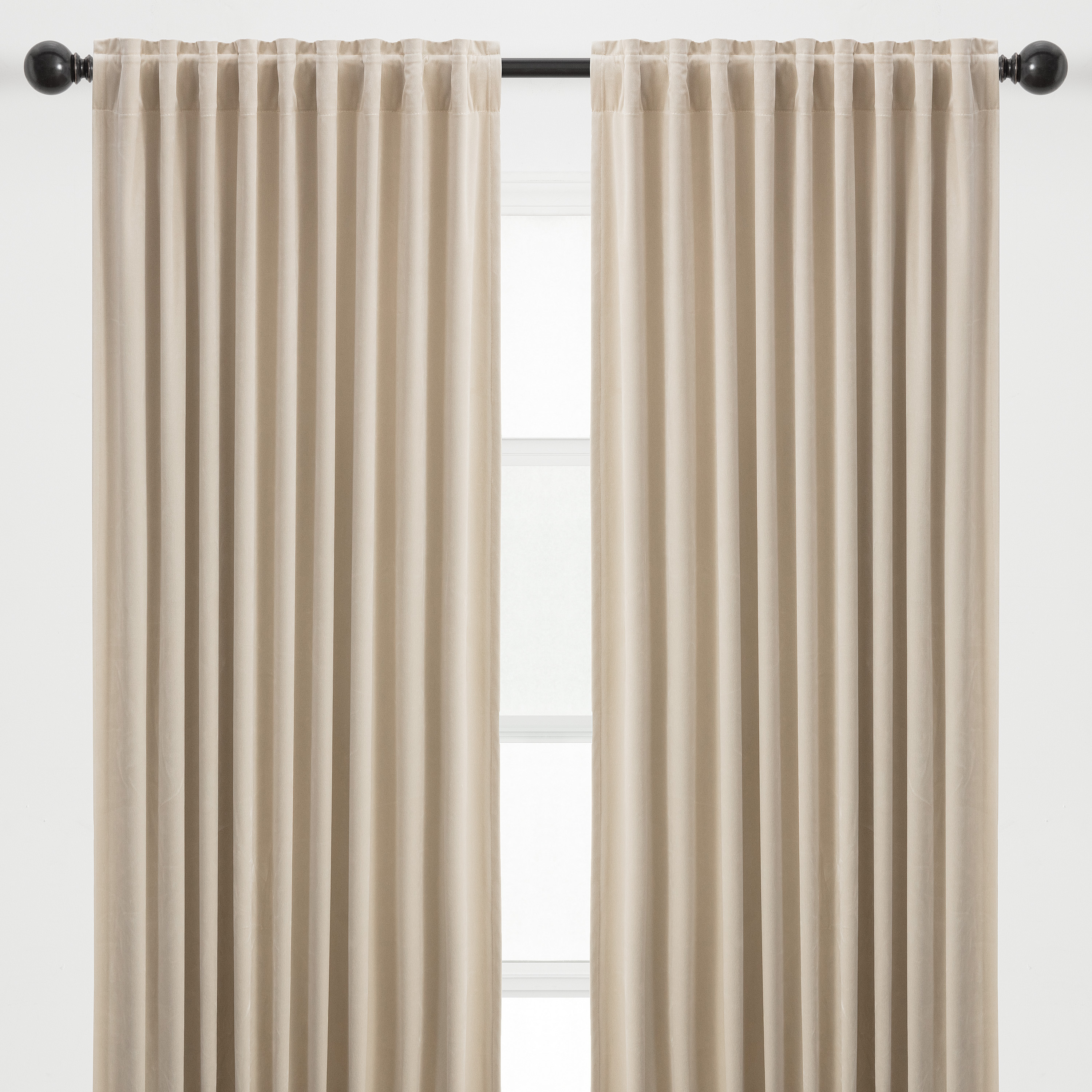 Chanasya 2-Panel Solid Classy Velvet Blackout Curtains - 3-in-1 Back Tab, Rod Pocket, Ring Tab - for Windows Living Room Bedroom - Partial Room Darkening Drapes for Privacy - 52 x 63 Inches - Beige