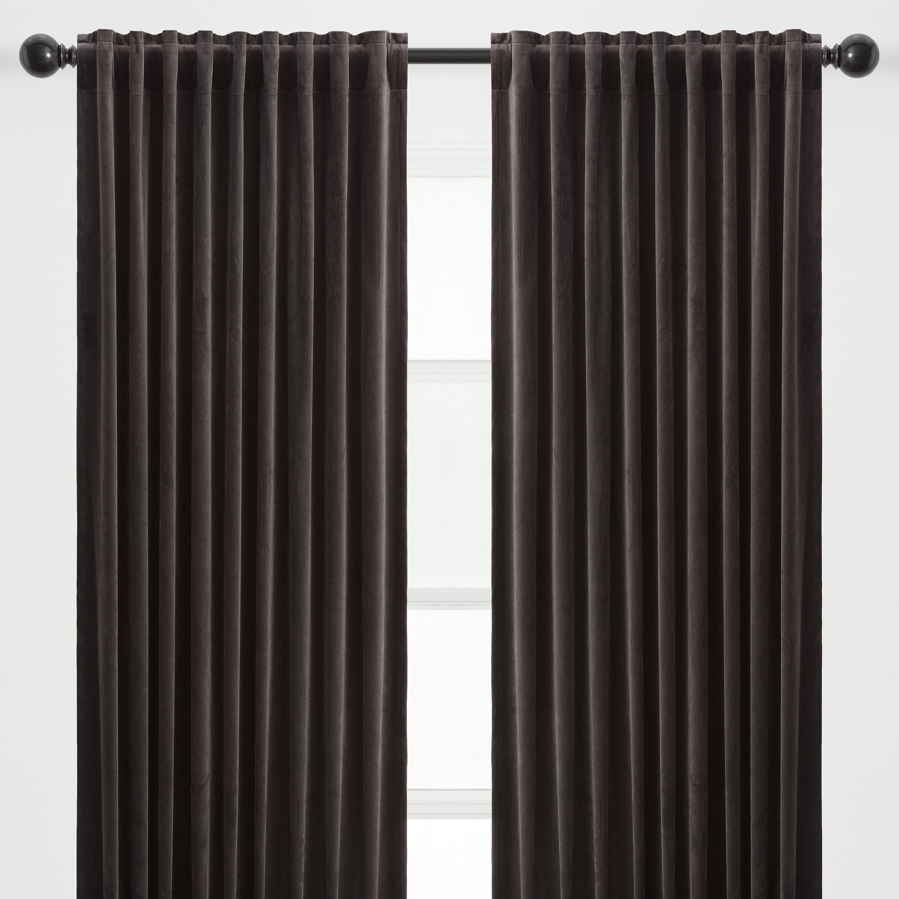 Chanasya 2-Panel Solid Velvet Blackout Curtains - 3-in-1 Back Tab, Rod Pocket, Ring Tab - for Windows Living Room Bedroom - Partial Room Darkening Drapes for Privacy - 52 x 63 Inches - Charcoal