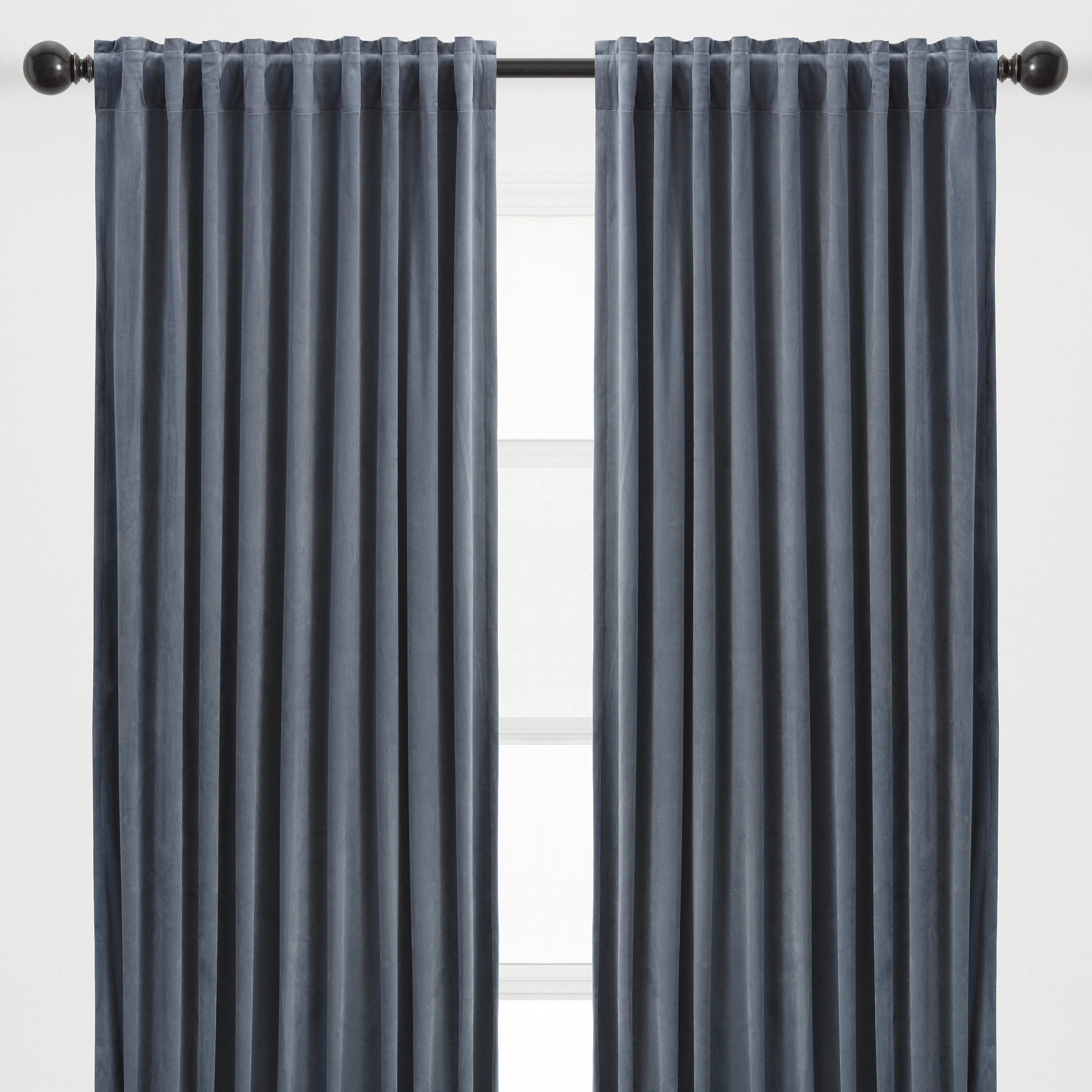 Chanasya 2-Panel Solid Velvet Blackout Curtains - 3-in-1 Back Tab, Rod Pocket, Ring Tab - for Windows Living Room Bedroom - Partial Room Darkening Drapes for Privacy - 52 x 63 Inches - Slate Blue
