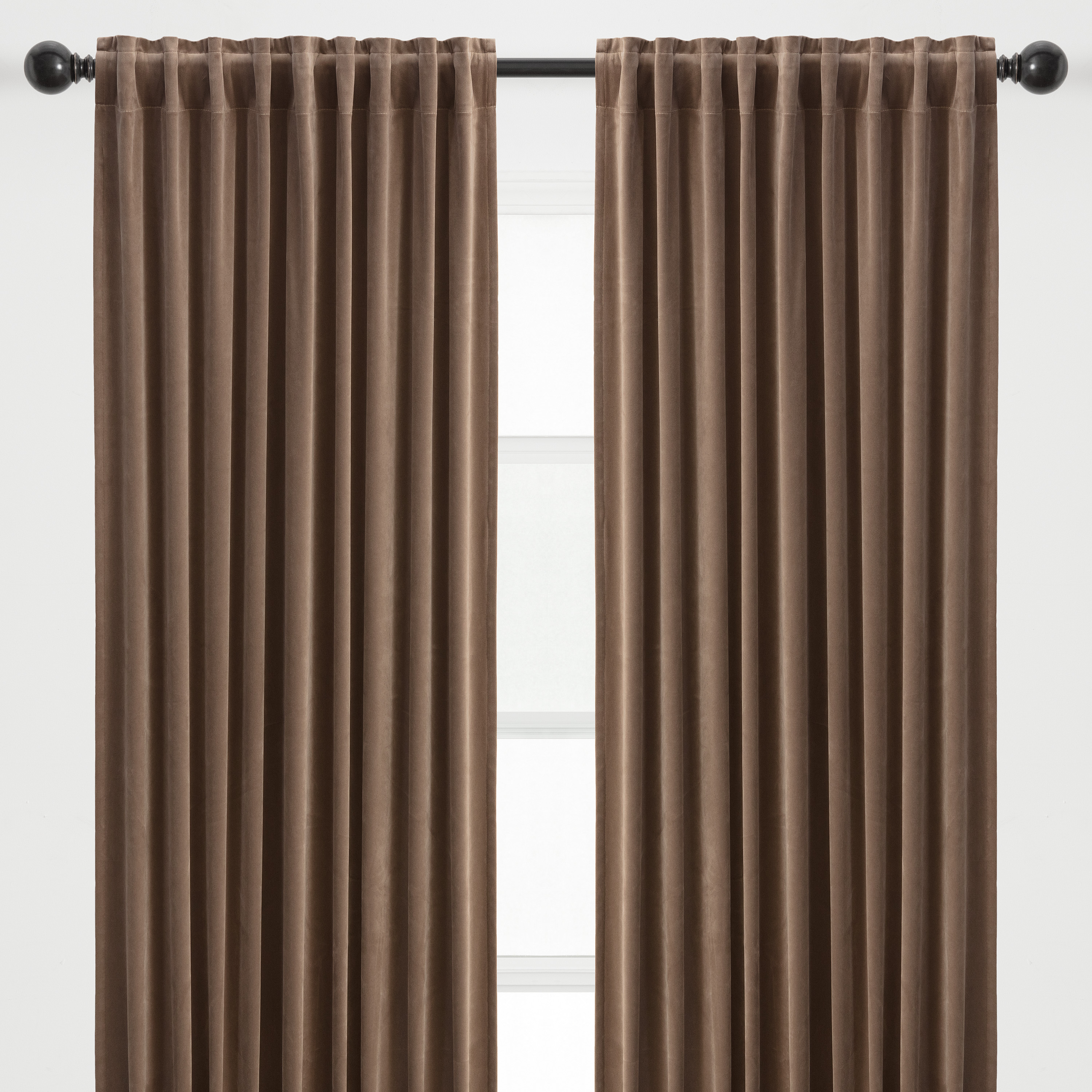 Chanasya 2-Panel Solid Classy Velvet Blackout Curtains - 3-in-1 Back Tab, Rod Pocket, Ring Tab - for Windows Living Room Bedroom - Partial Room Darkening Drapes for Privacy - 52 x 84 Inches - Taupe